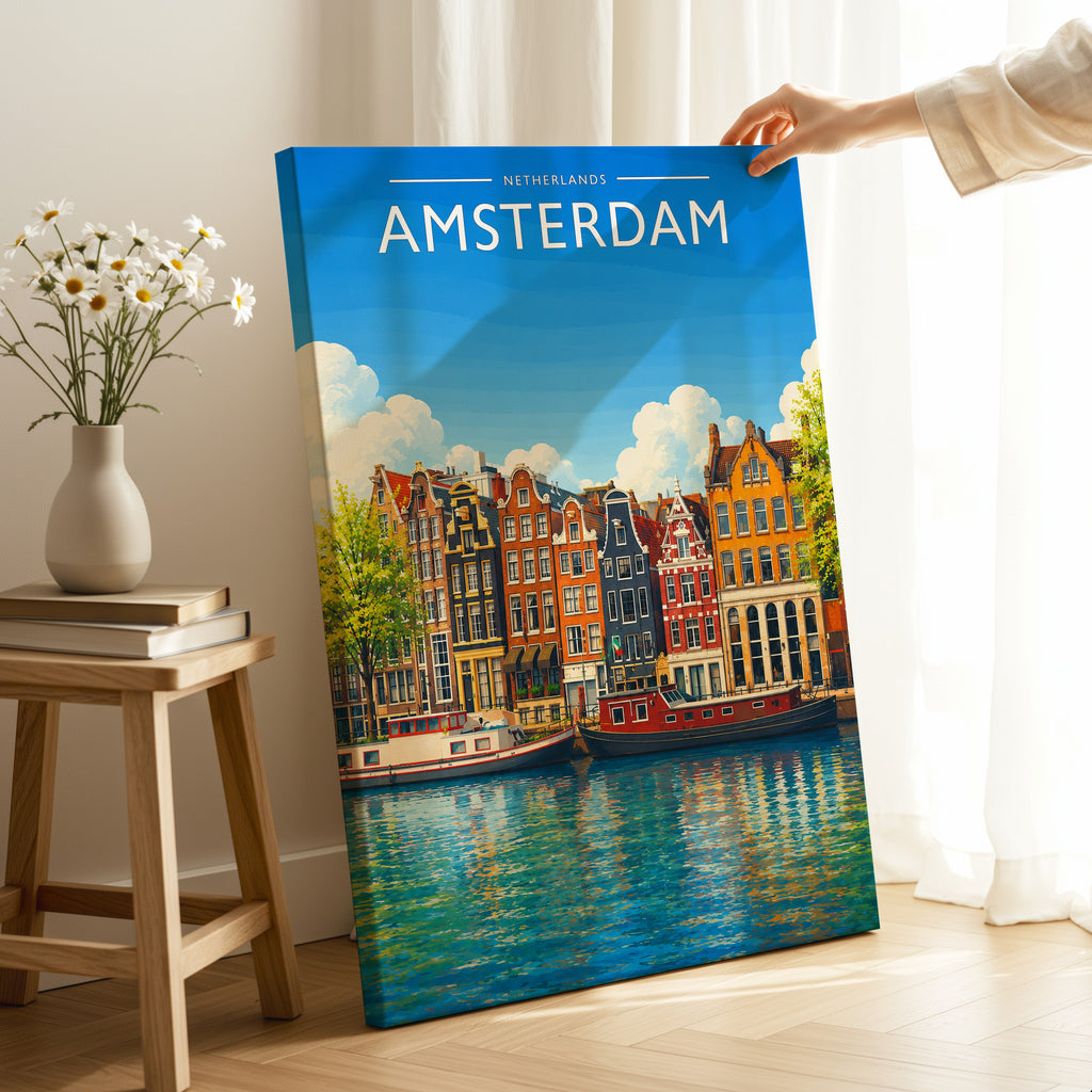 Amsterdam #5 Travel Poster as a gallery-wrapped canvas