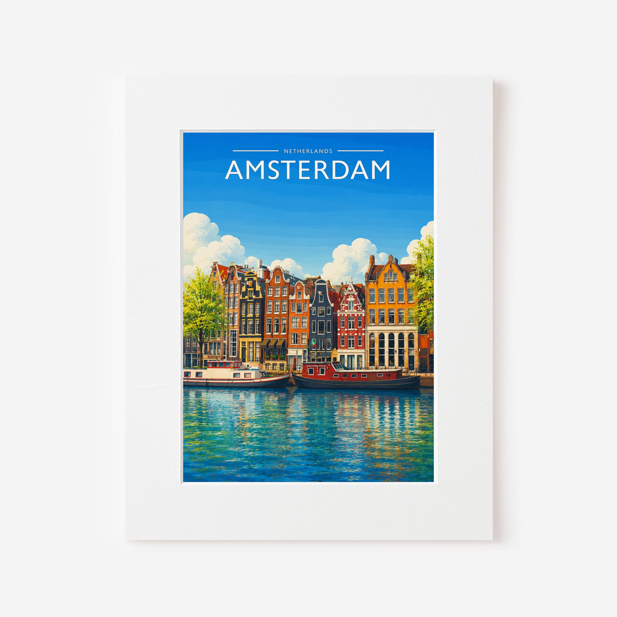 Amsterdam #5 Travel Poster in a white mount