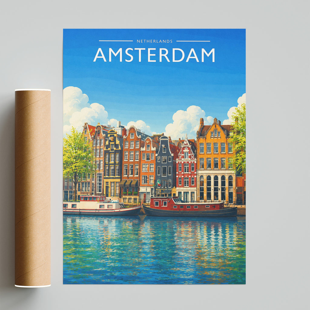Amsterdam #5 Travel Poster - fine art print with shipping tube