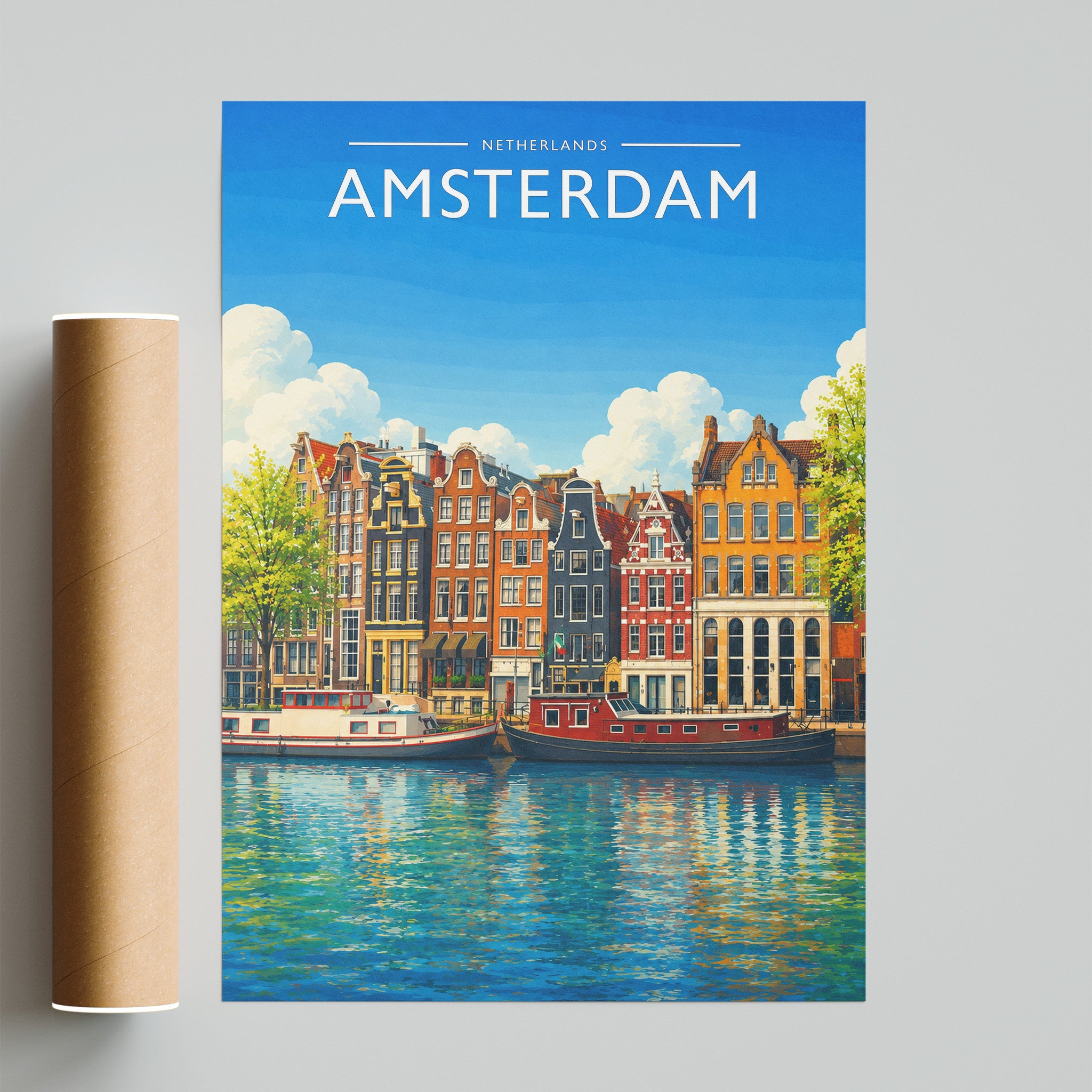 Amsterdam #5 Travel Poster - fine art print with shipping tube