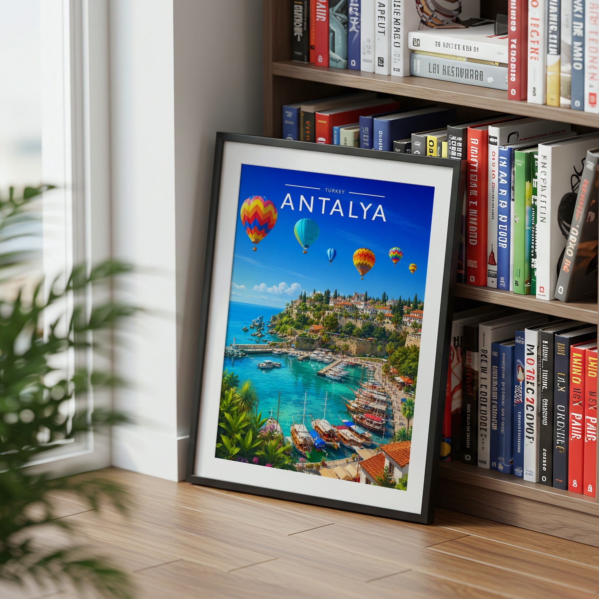 Antalya Travel Poster mounted in a black frame