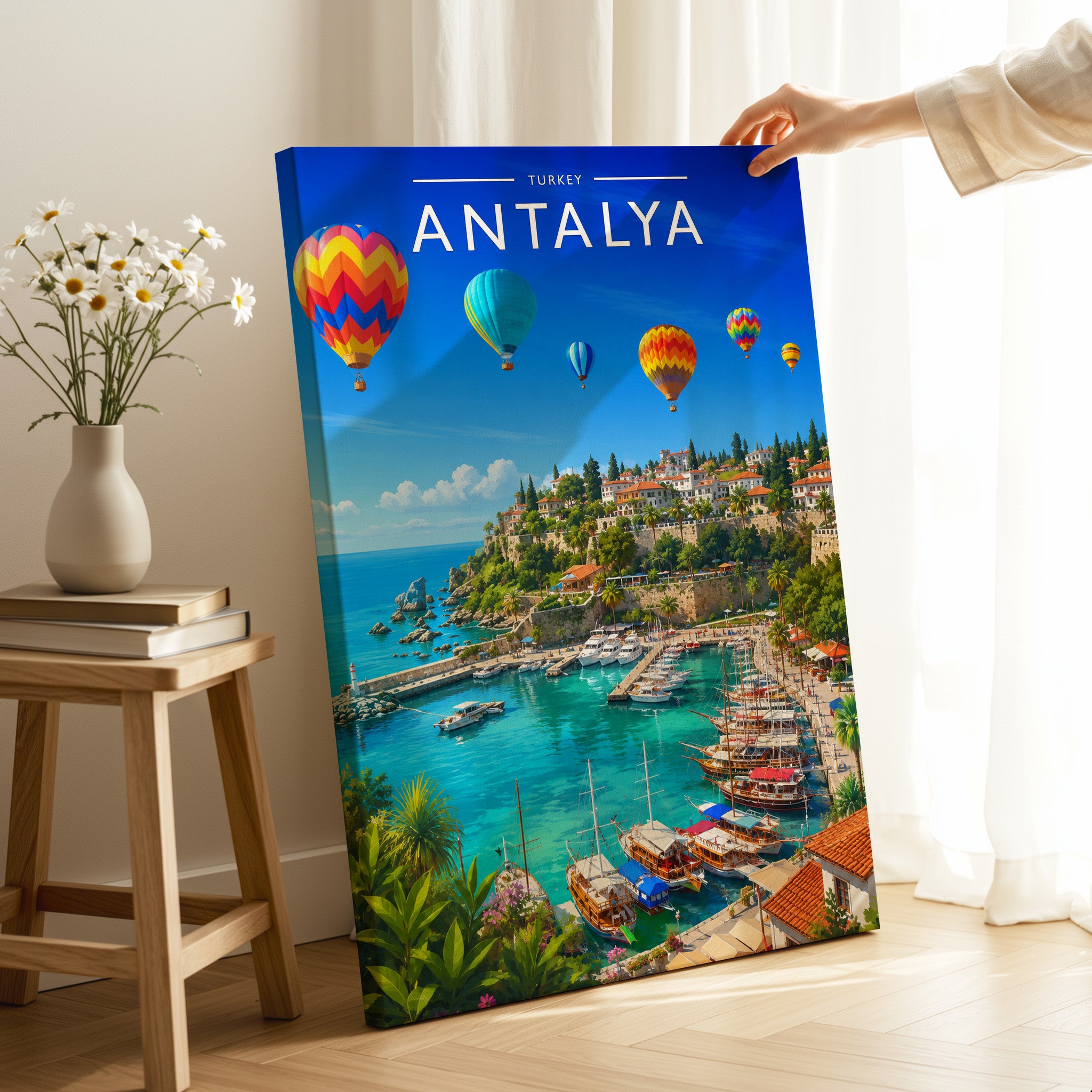 Antalya Travel Poster as a gallery-wrapped canvas