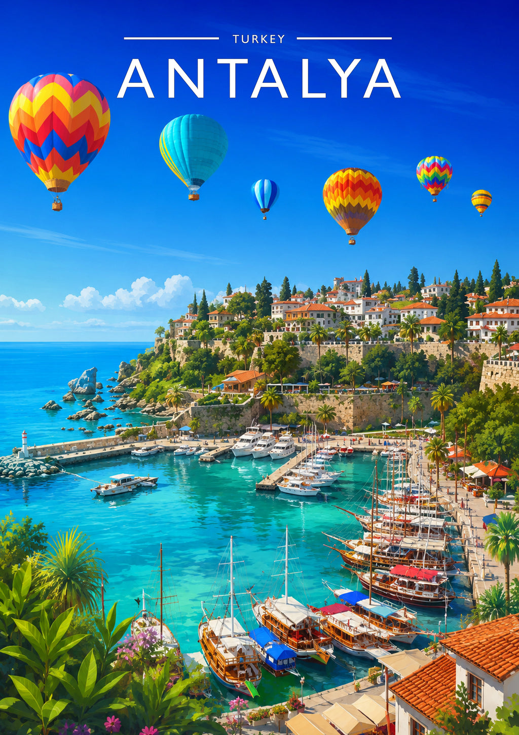 Antalya Travel Poster - A4 travel poster print