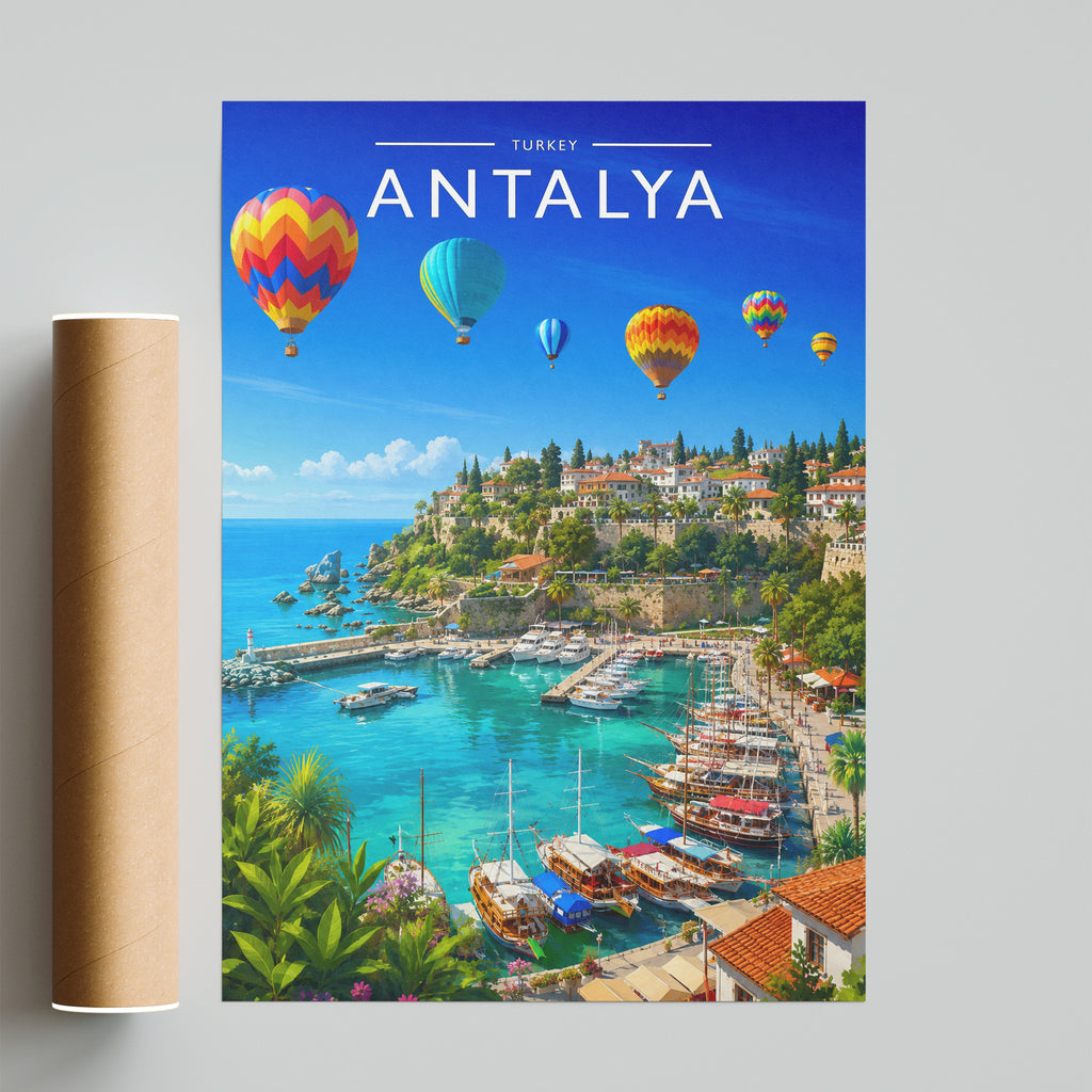 Antalya Travel Poster - fine art print with shipping tube