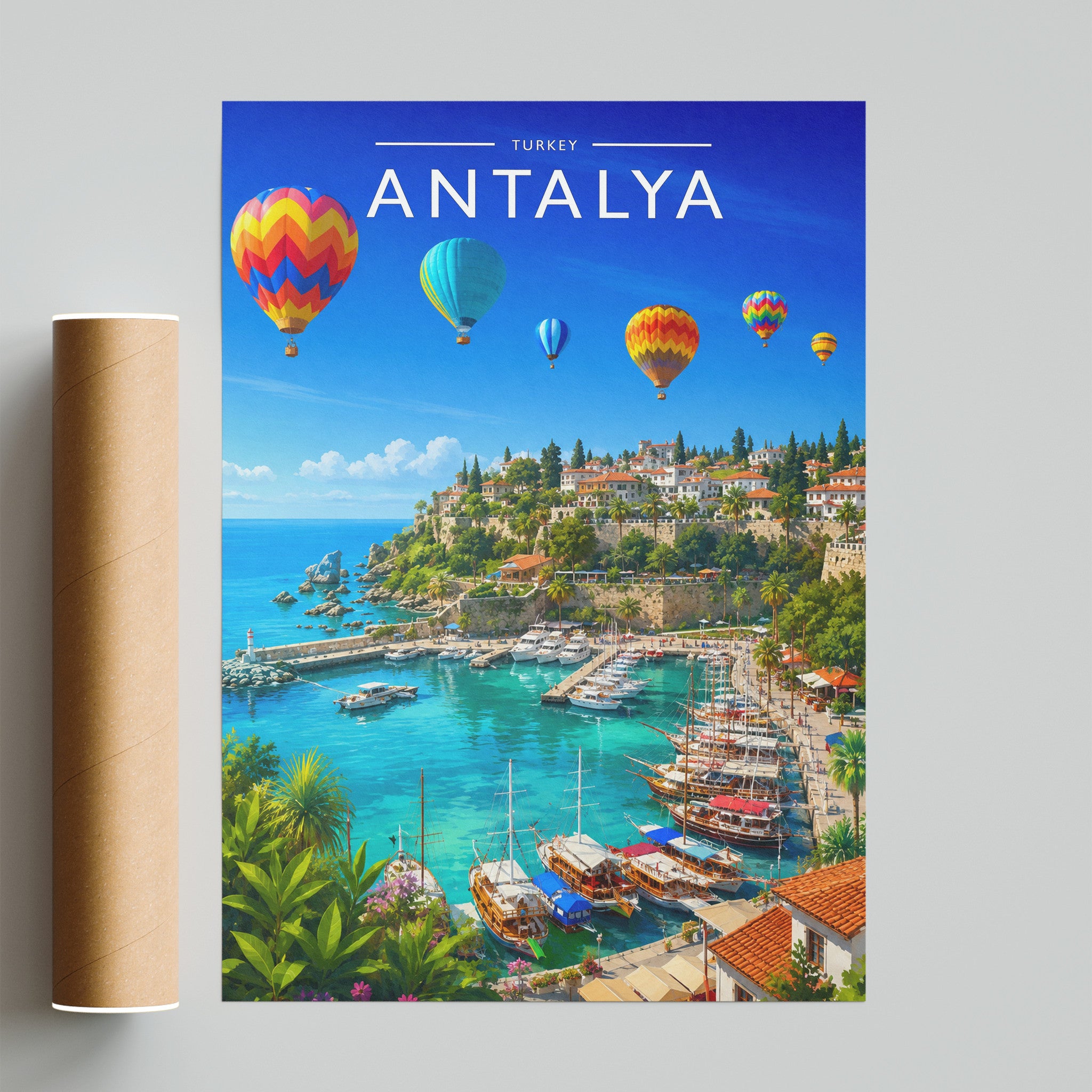 Antalya Travel Poster - fine art print with shipping tube