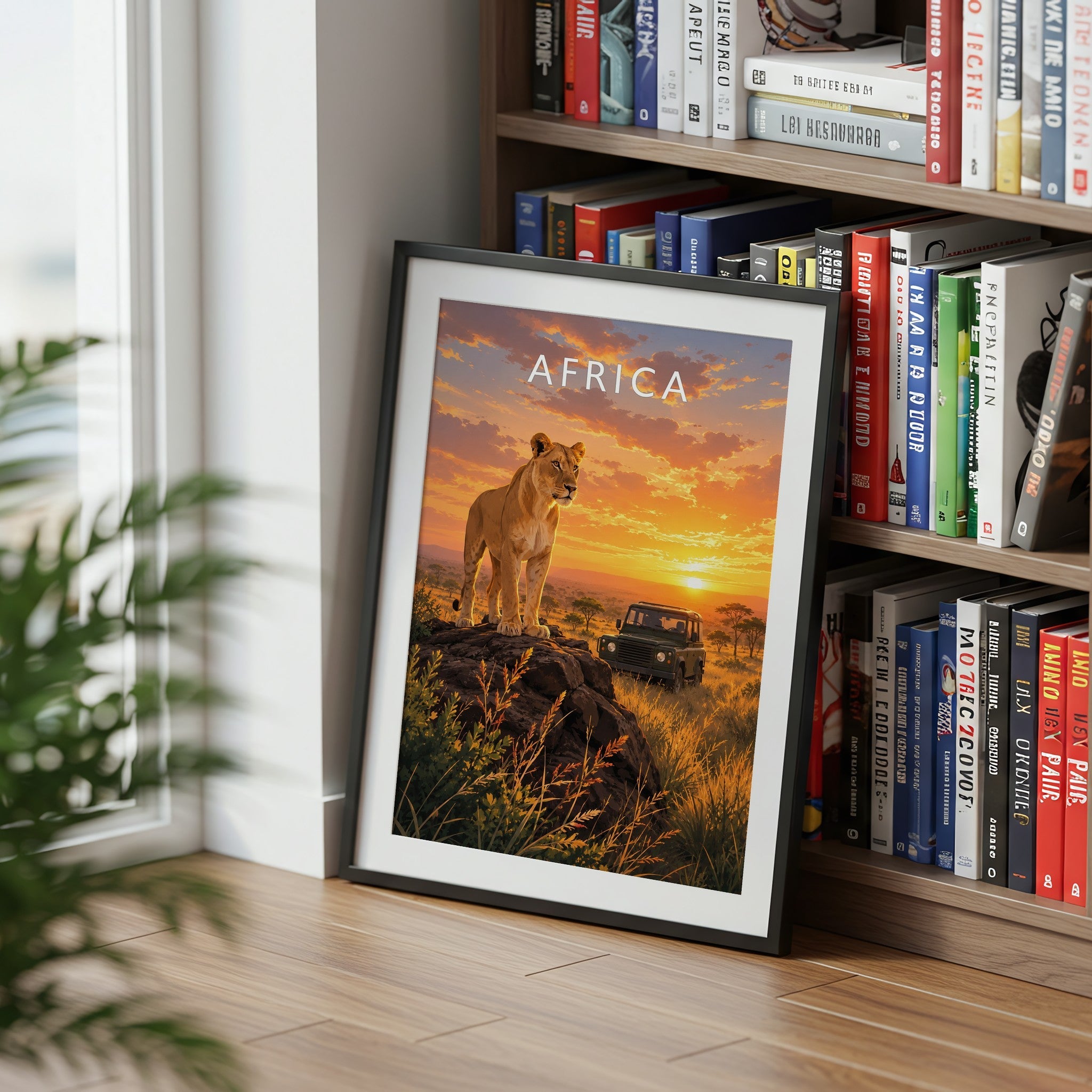 Africa Travel Poster mounted in a black frame