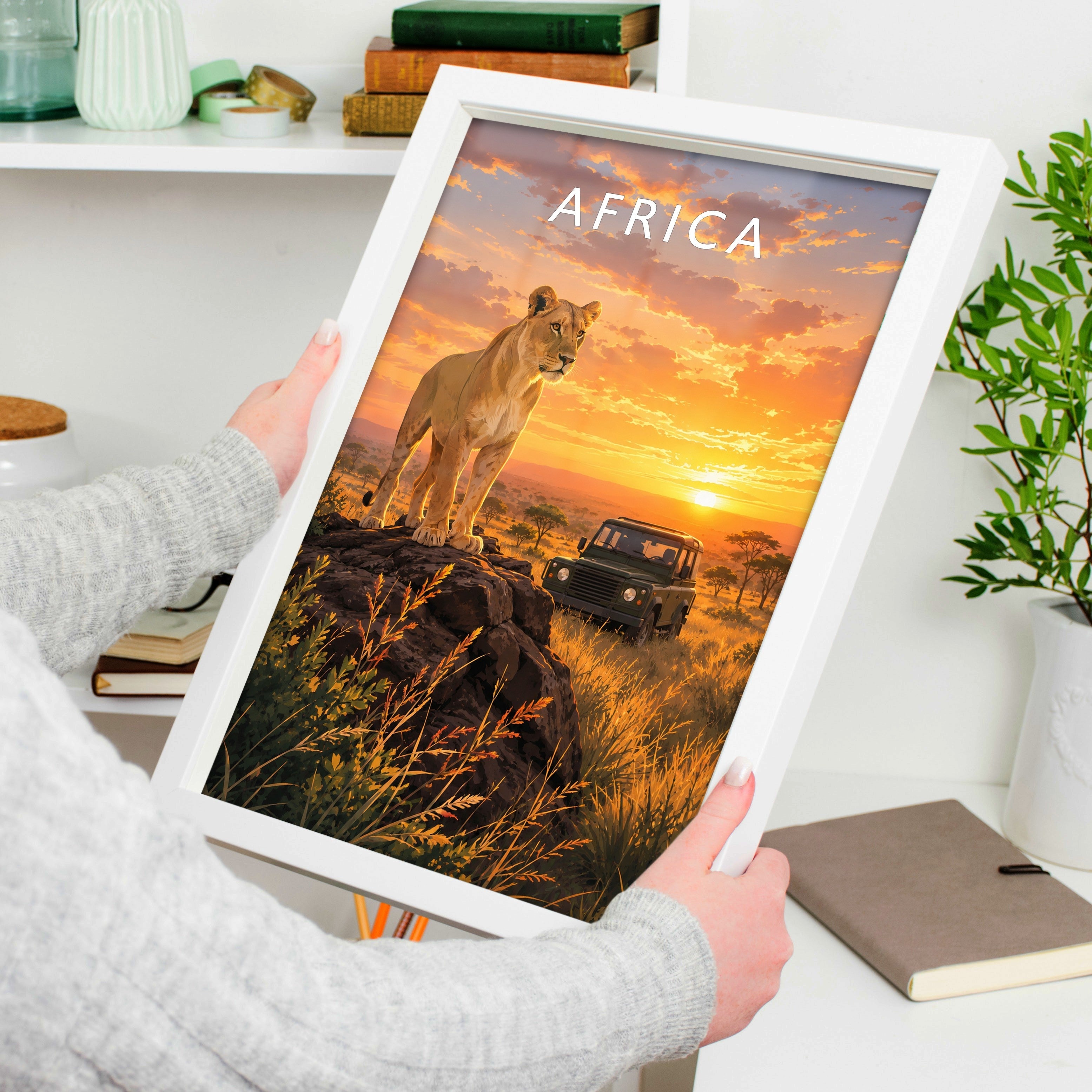 Africa Travel Poster held in a white frame