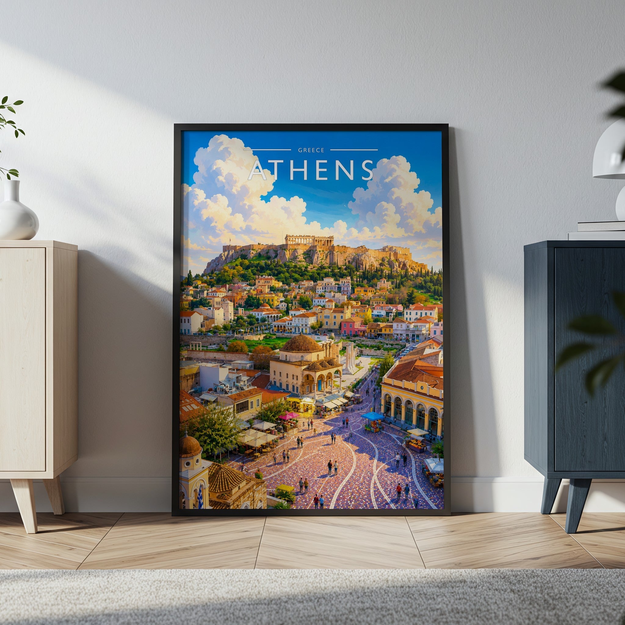 Athens #3 Travel Poster in a black frame