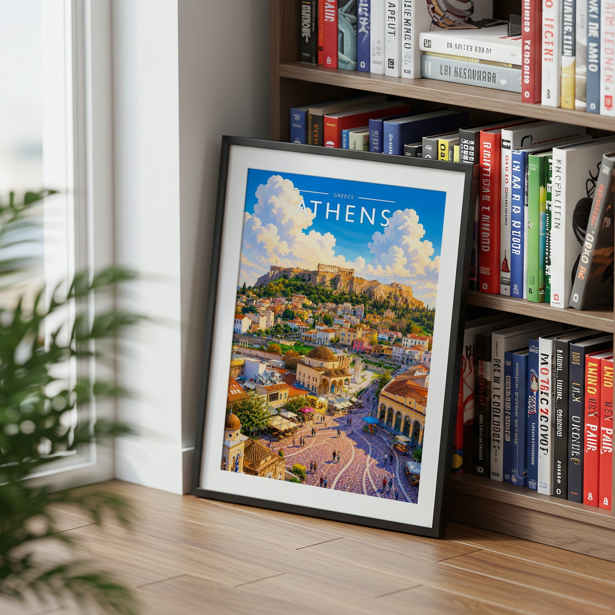Athens #3 Travel Poster mounted in a black frame