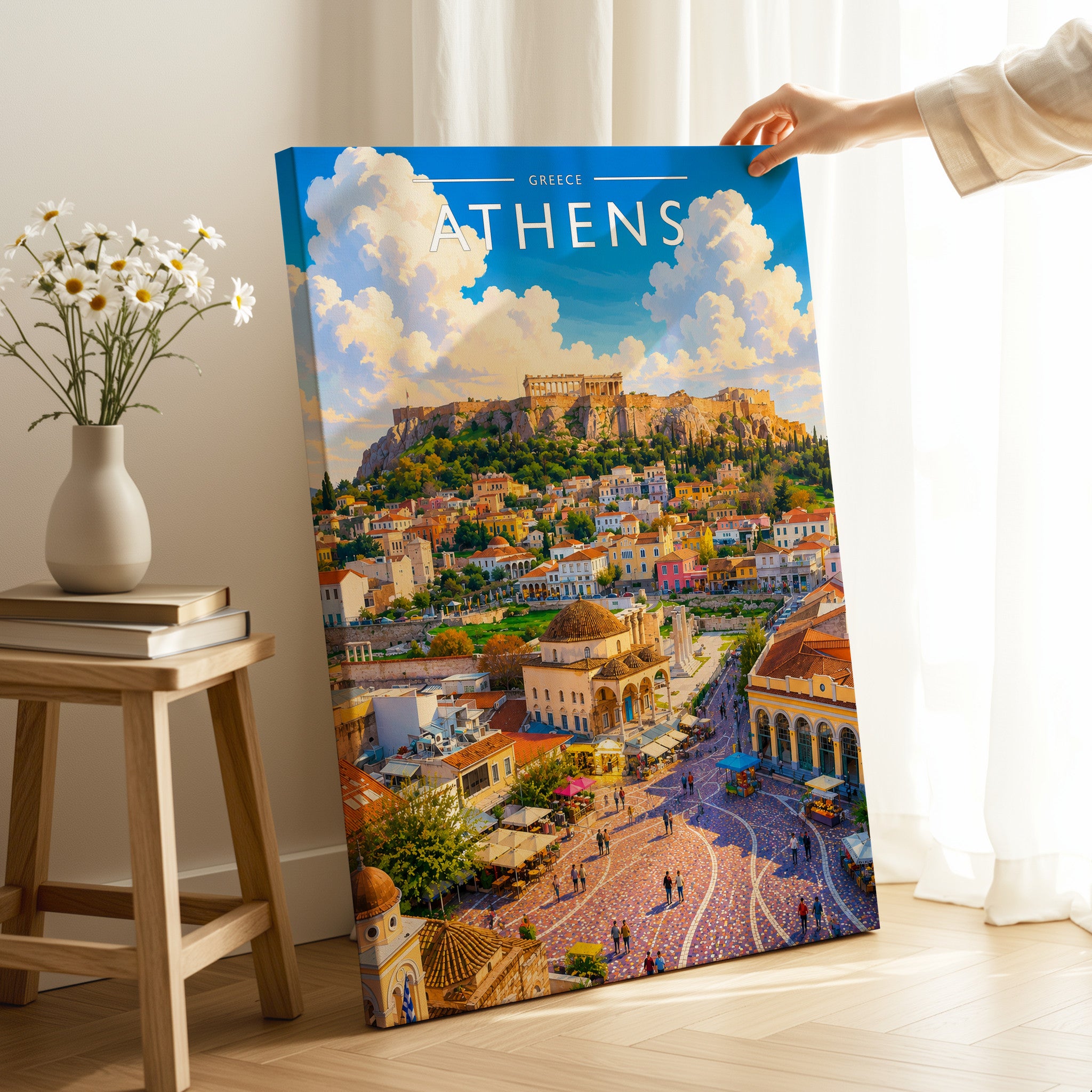 Athens #3 Travel Poster as a gallery-wrapped canvas