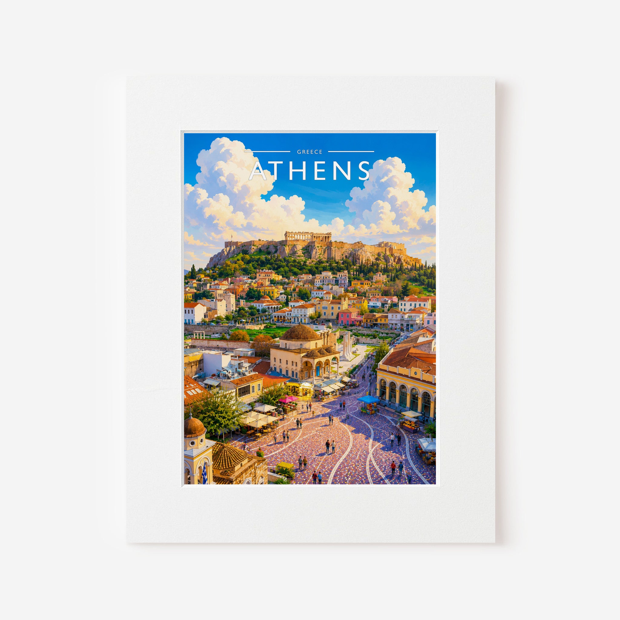 Athens #3 Travel Poster in a white mount