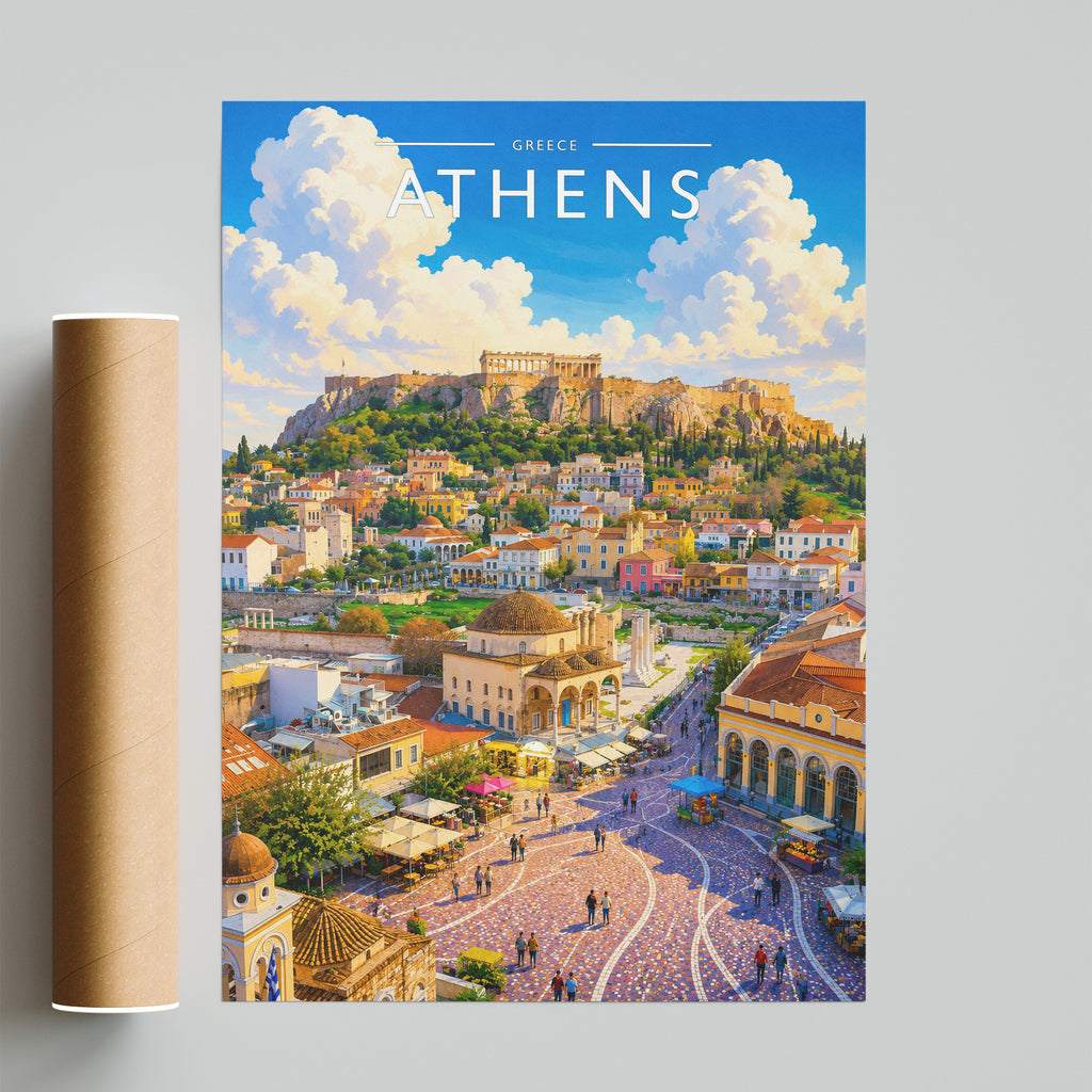 Athens #3 Travel Poster - fine art print with shipping tube