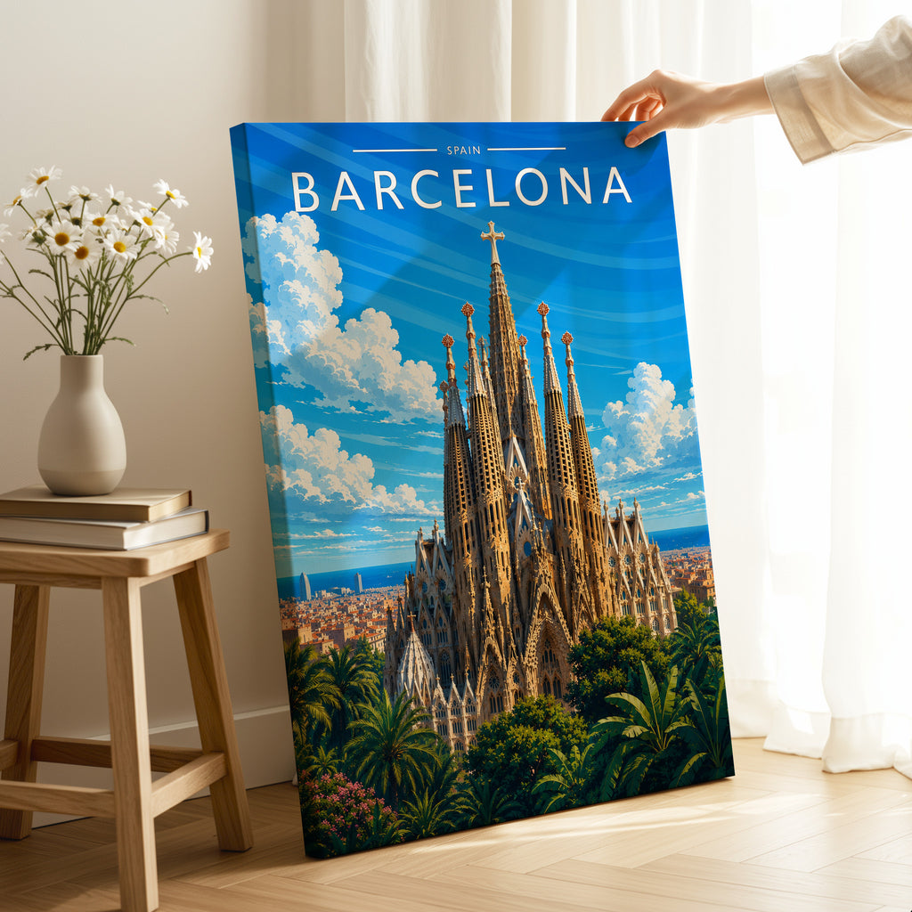 Barcelona #3 Travel Poster as a gallery-wrapped canvas
