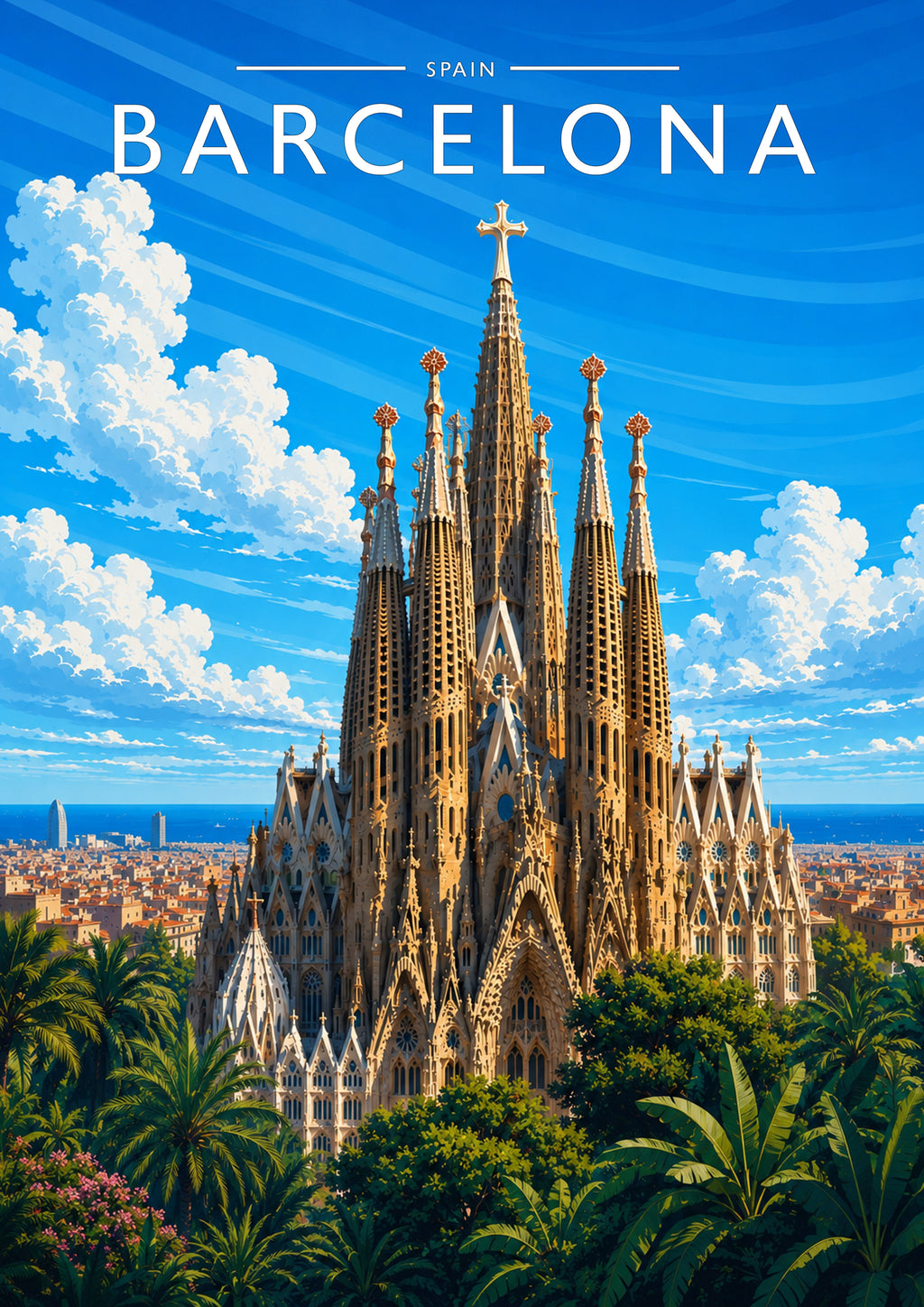 Barcelona #3 Travel Poster - A4 travel poster print
