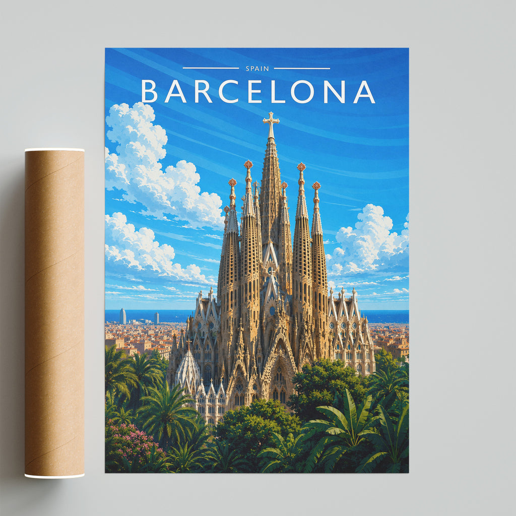 Barcelona #3 Travel Poster - fine art print with shipping tube