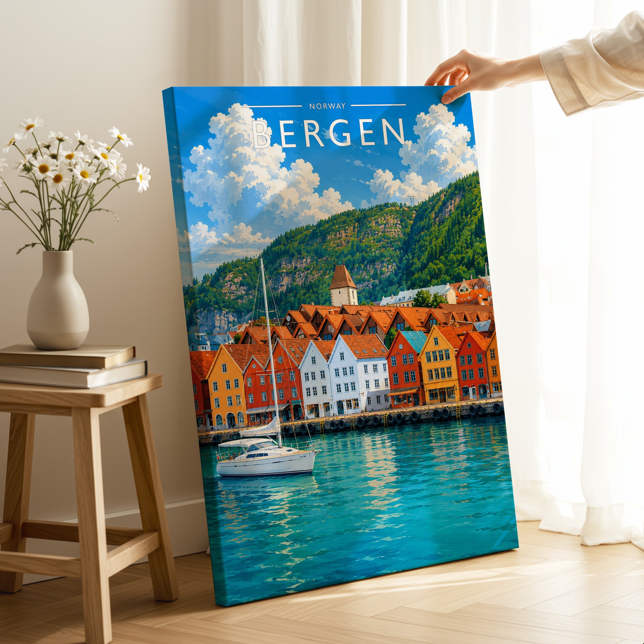 Bergen Travel Poster as a gallery-wrapped canvas