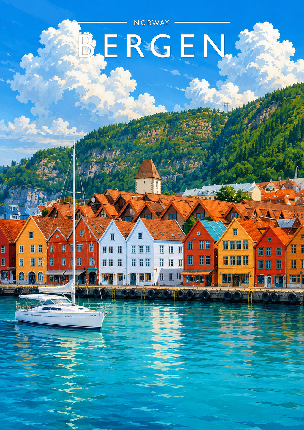 Bergen Travel Poster - A4 travel poster print