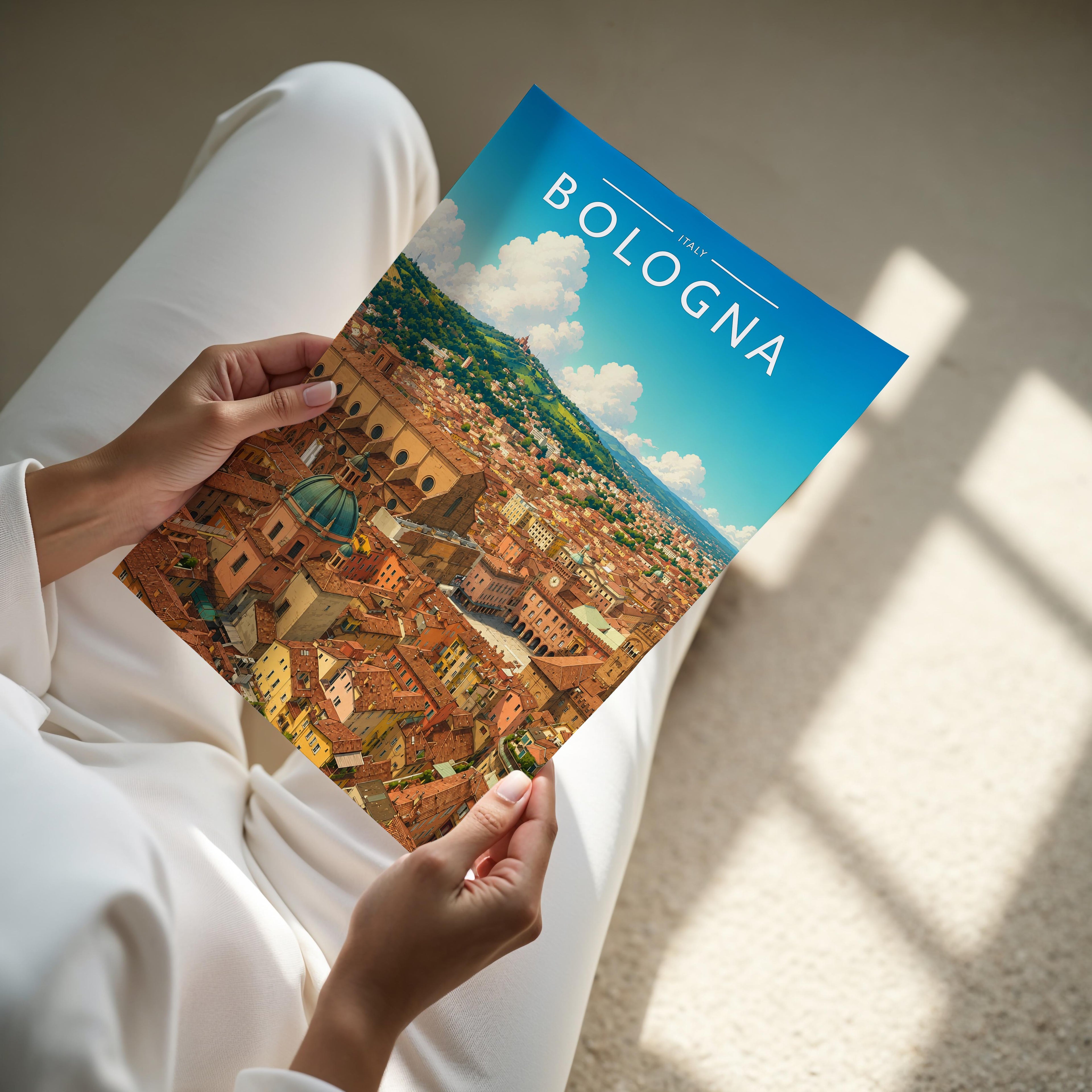 Bologna #2 Travel Poster - A4 print held in hand