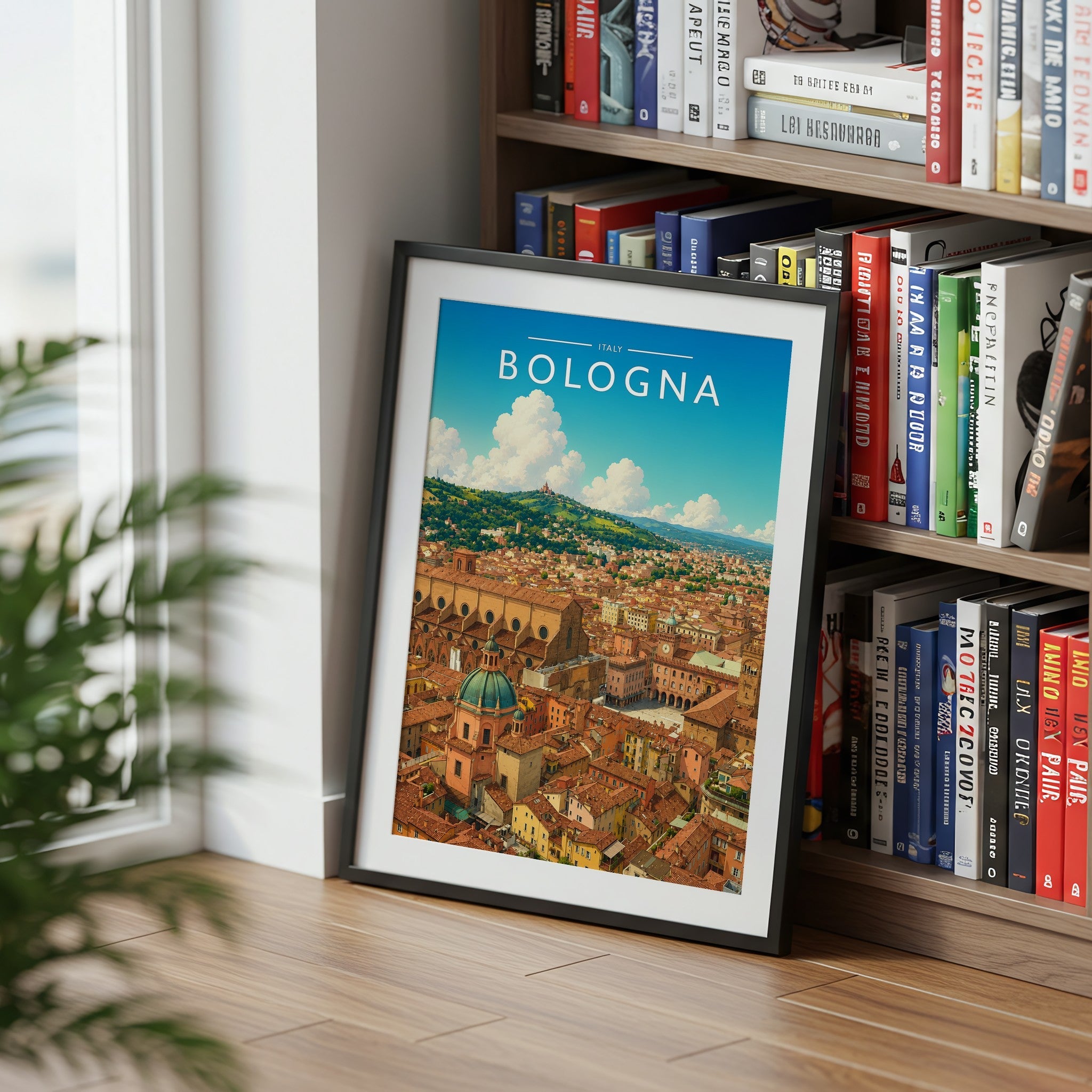 Bologna #2 Travel Poster mounted in a black frame