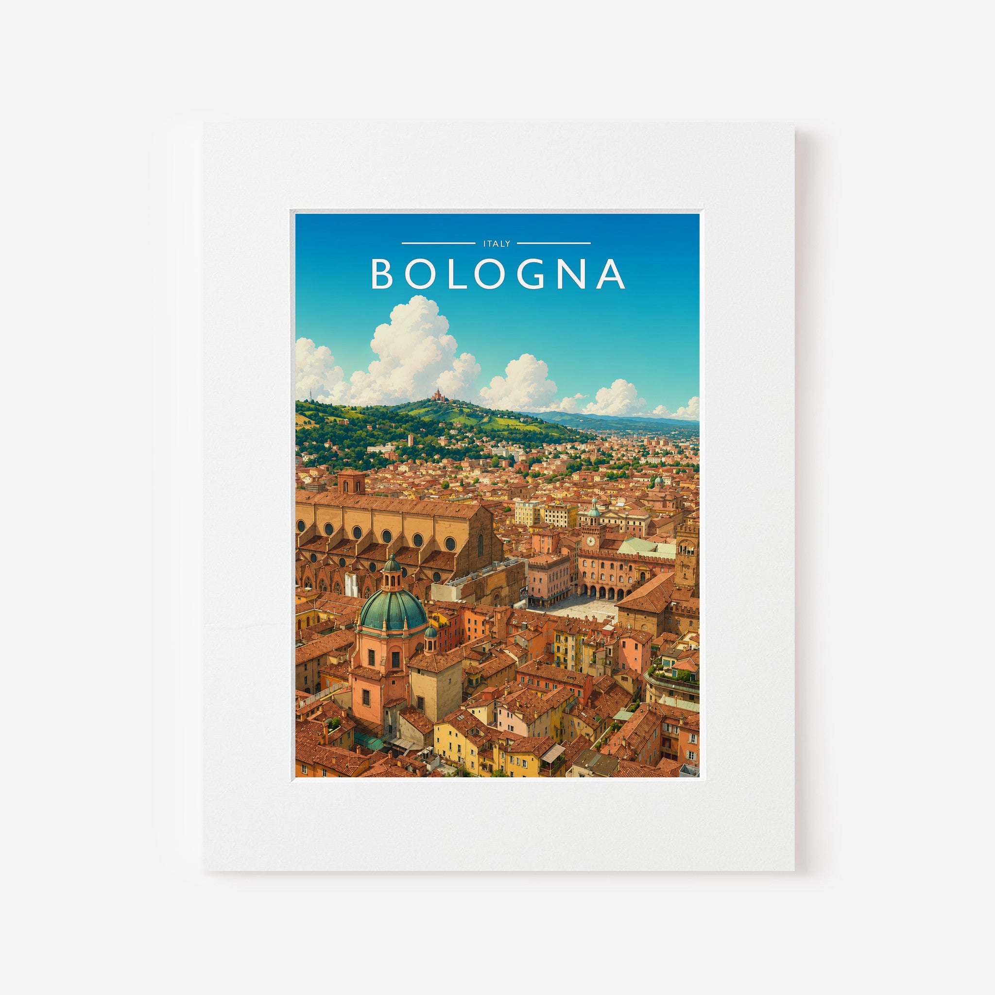 Bologna #2 Travel Poster in a white mount
