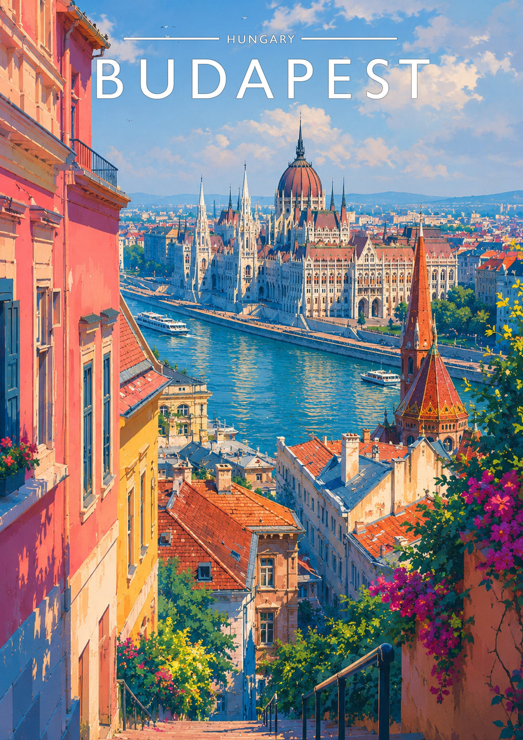 Budapest Travel Poster - A4 travel poster print