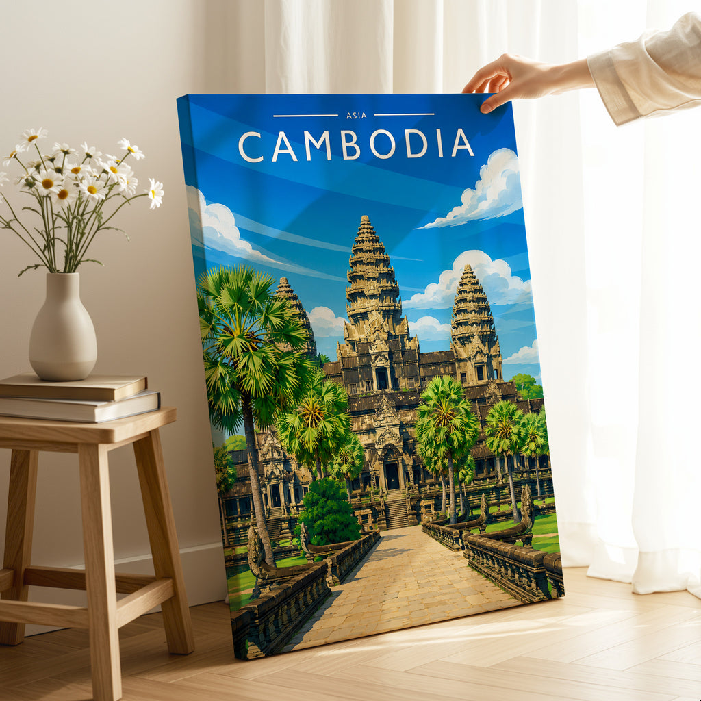 Cambodia Travel Poster as a gallery-wrapped canvas