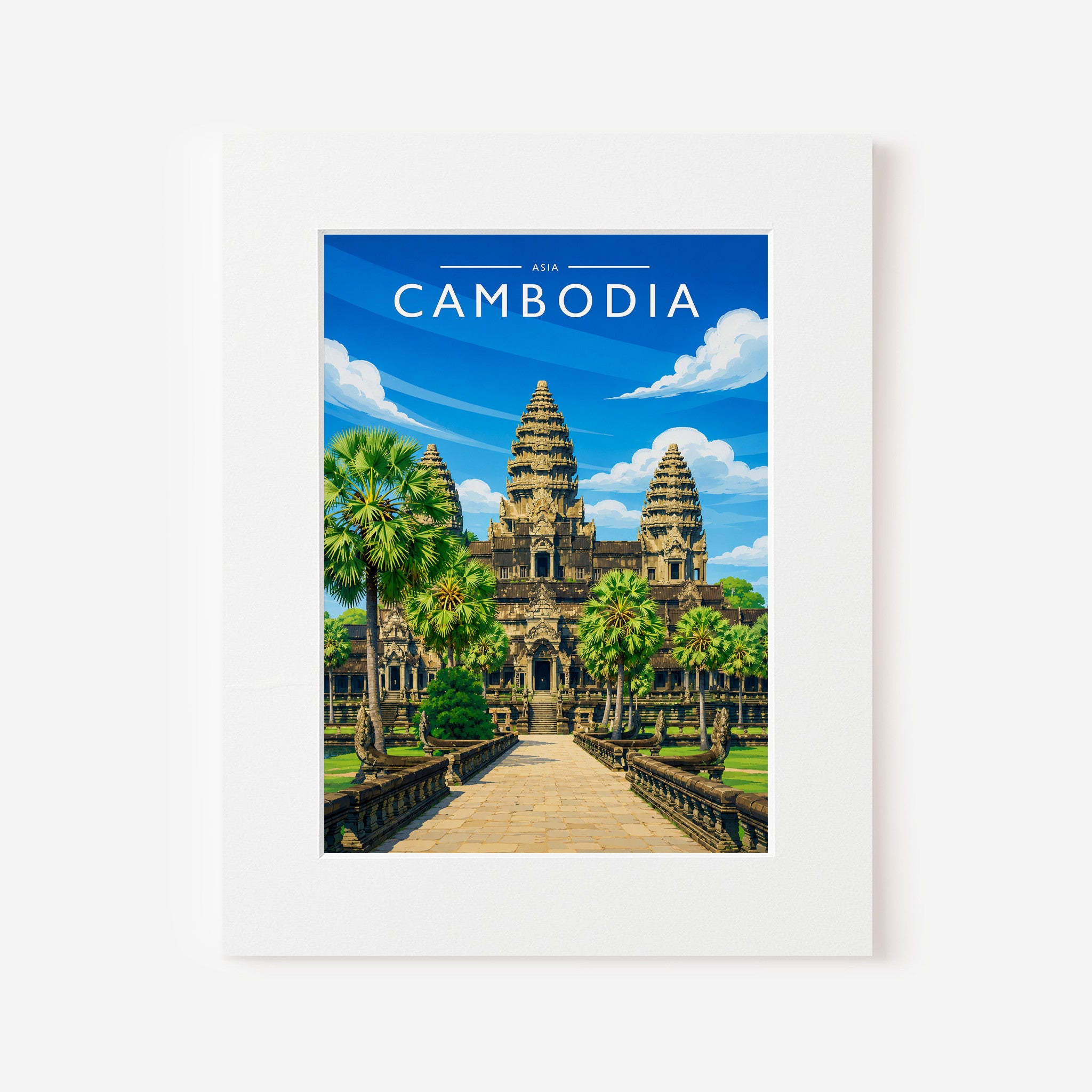 Cambodia Travel Poster in a white mount