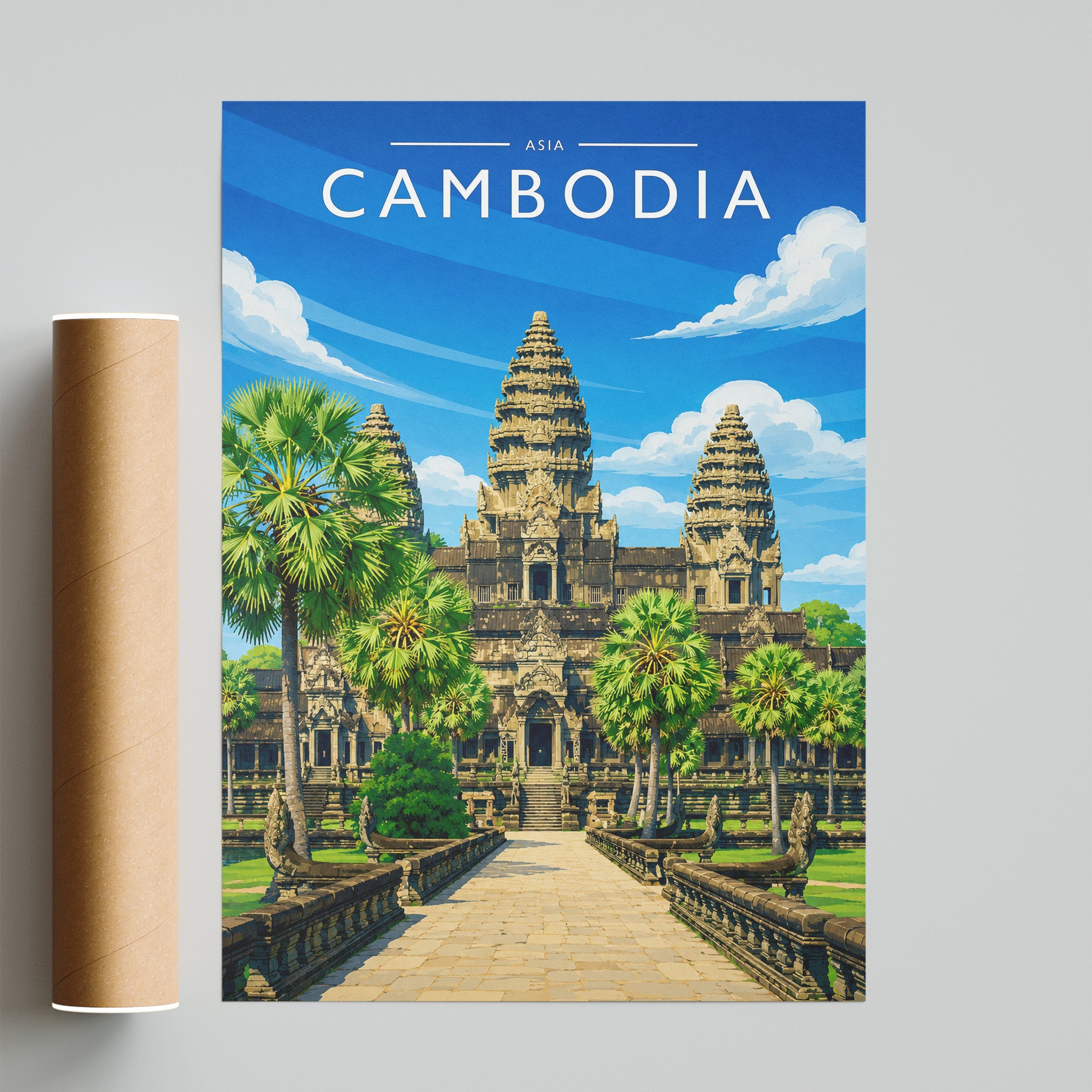 Cambodia Travel Poster - fine art print with shipping tube