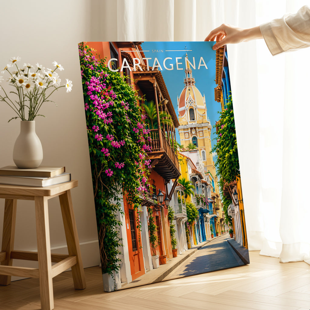 Cartagena Travel Poster as a gallery-wrapped canvas