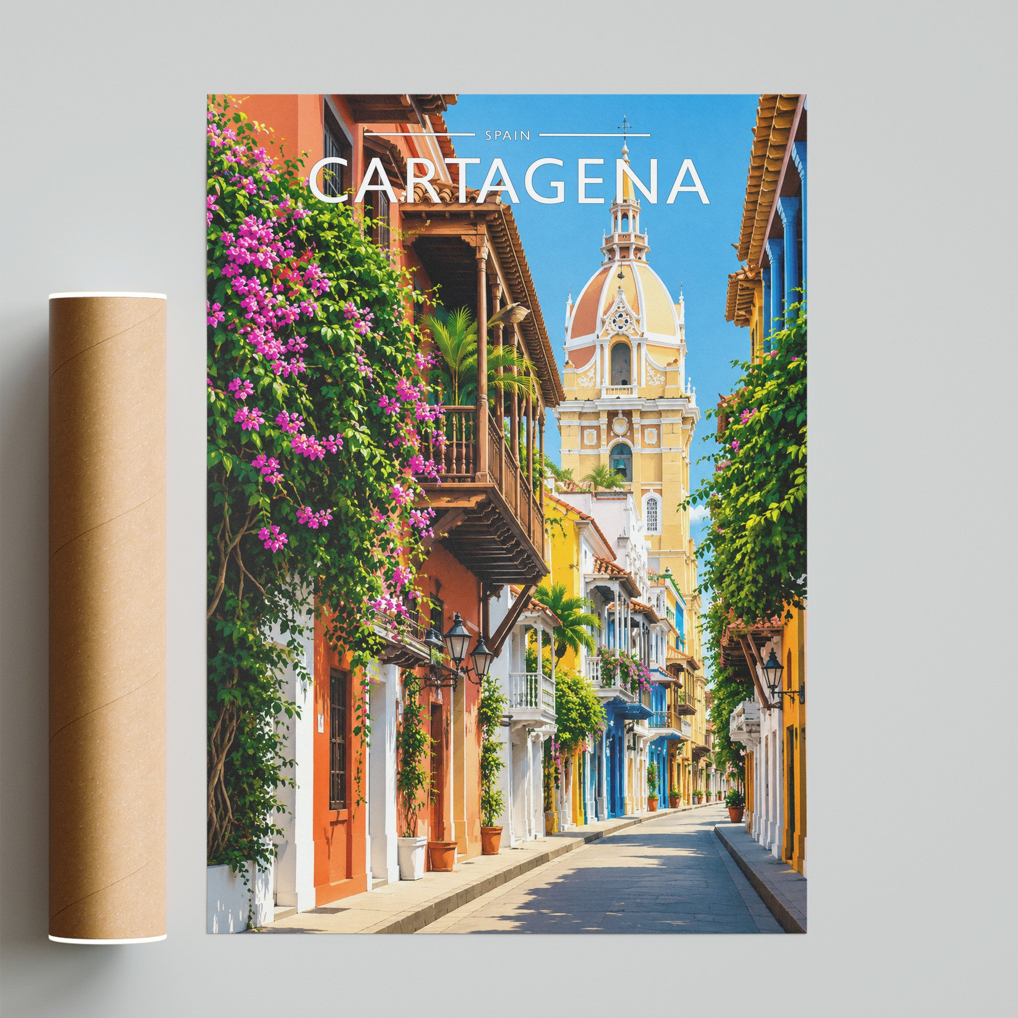Cartagena Travel Poster - fine art print with shipping tube