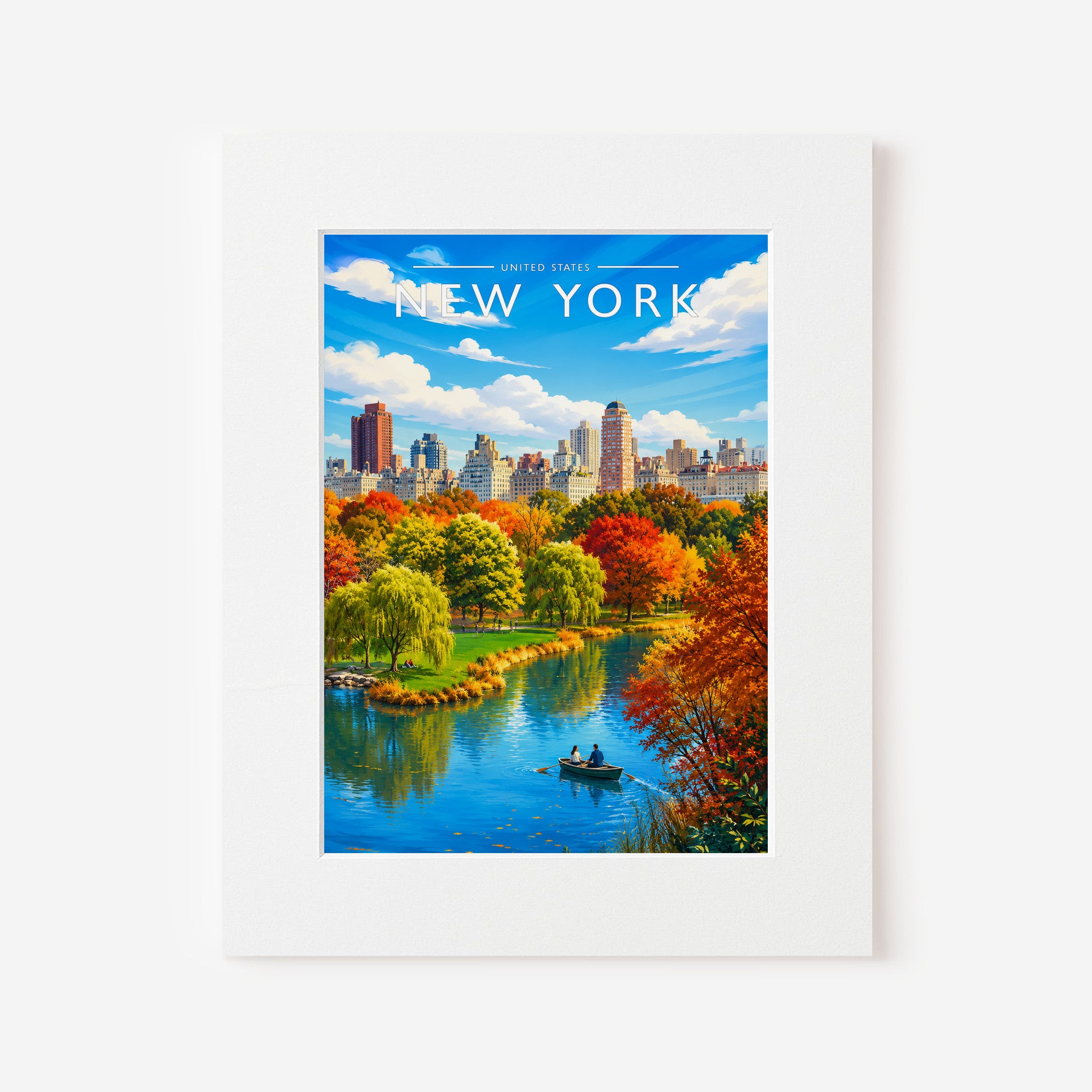 New York #5 Travel Poster in a white mount