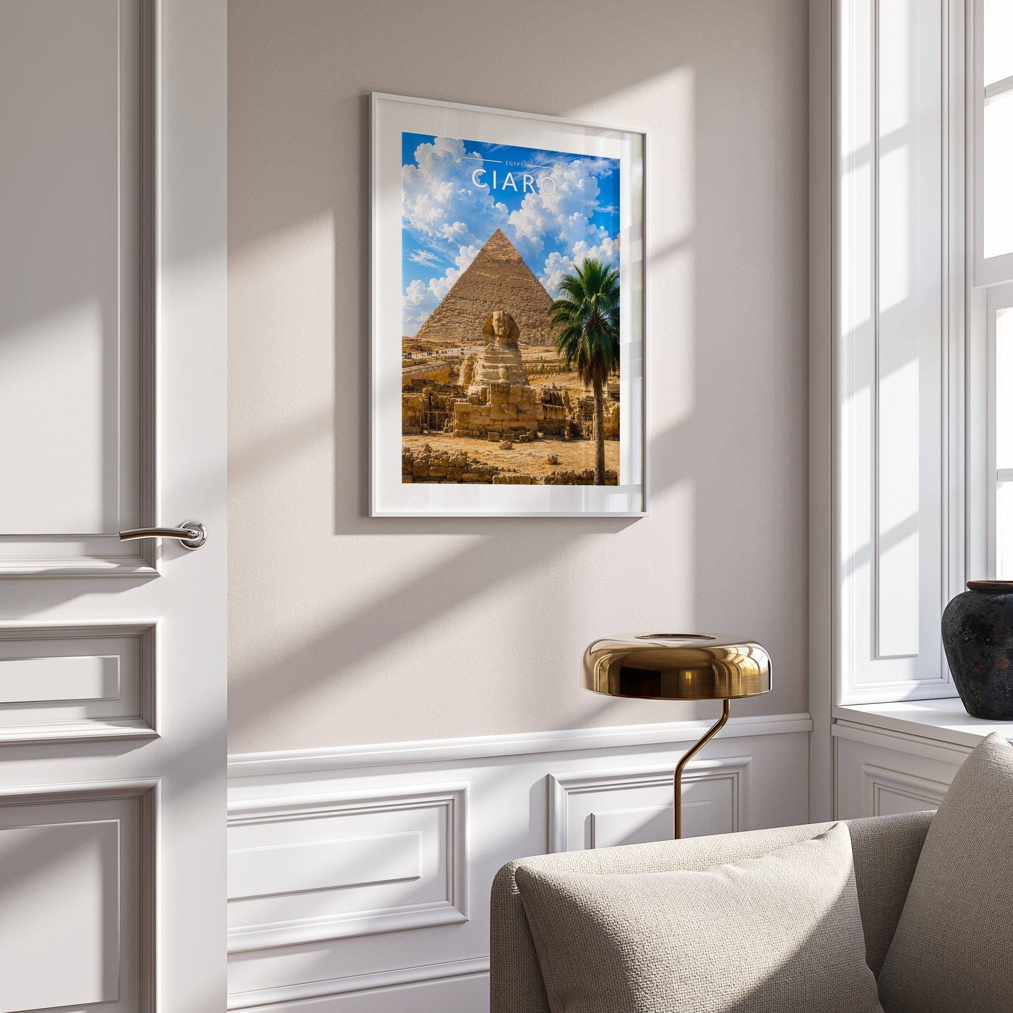 Cairo #2 Travel Poster mounted in a white frame