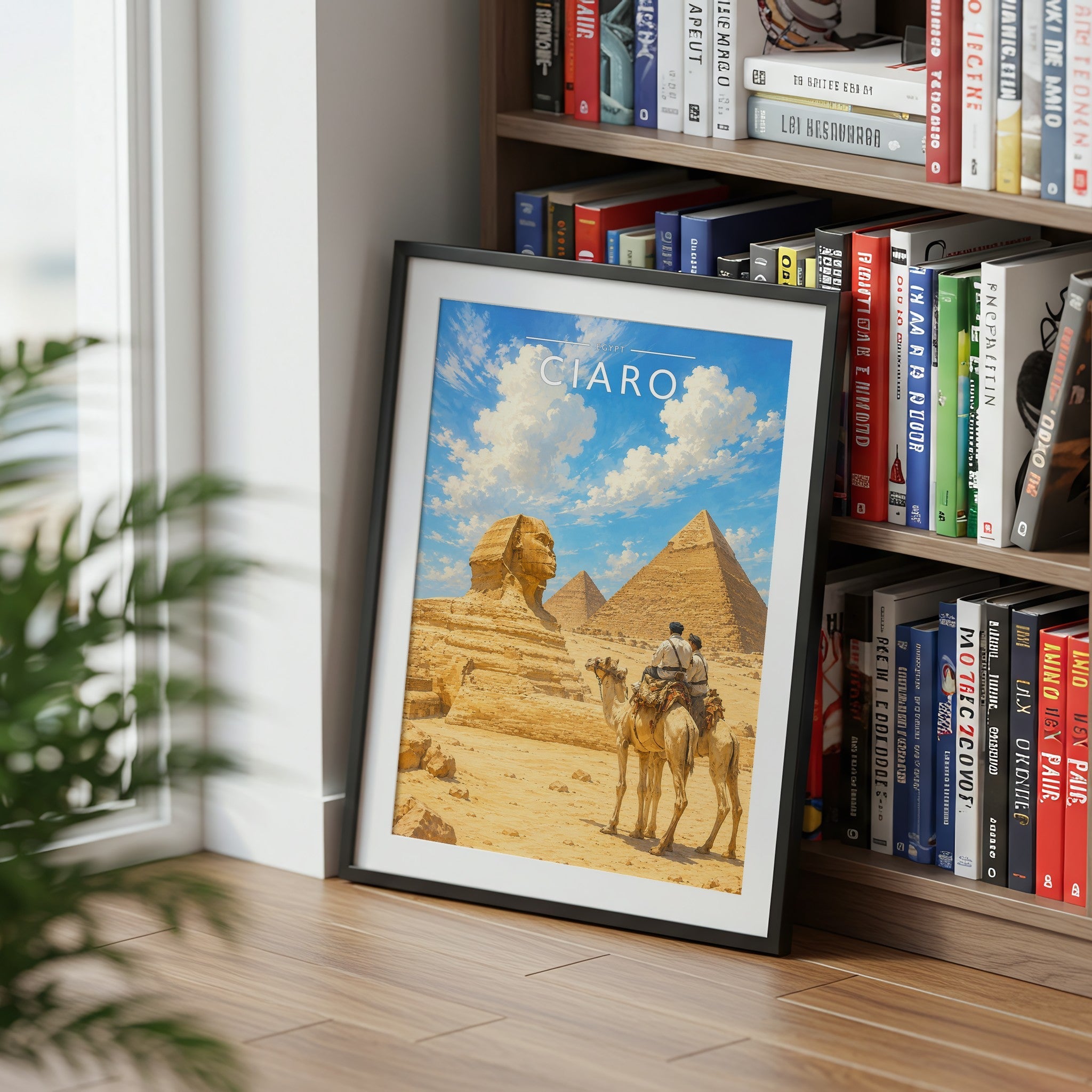 Cairo #3 Travel Poster mounted in a black frame