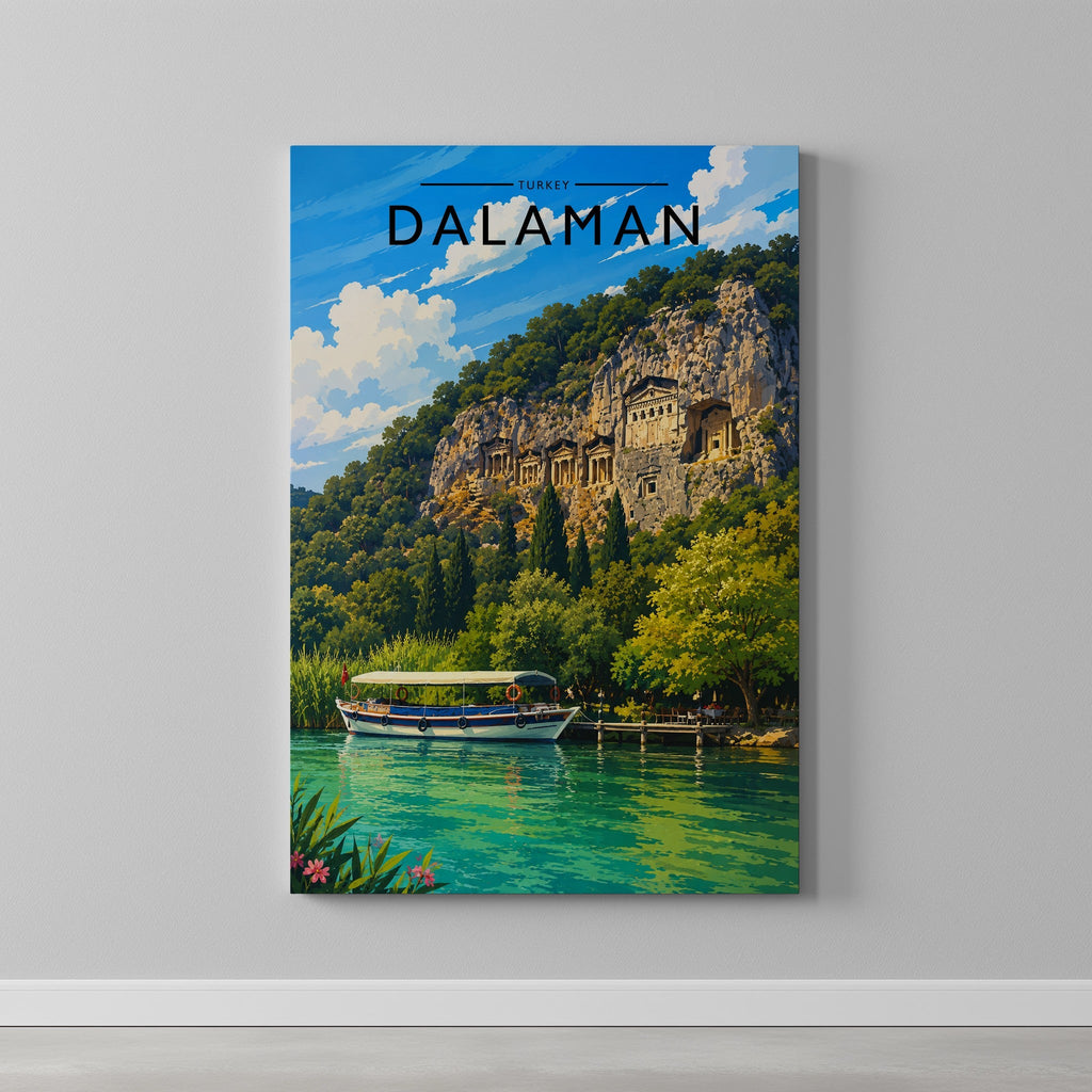 Dalaman #2 Travel Poster as a gallery-wrapped canvas on a plain wall
