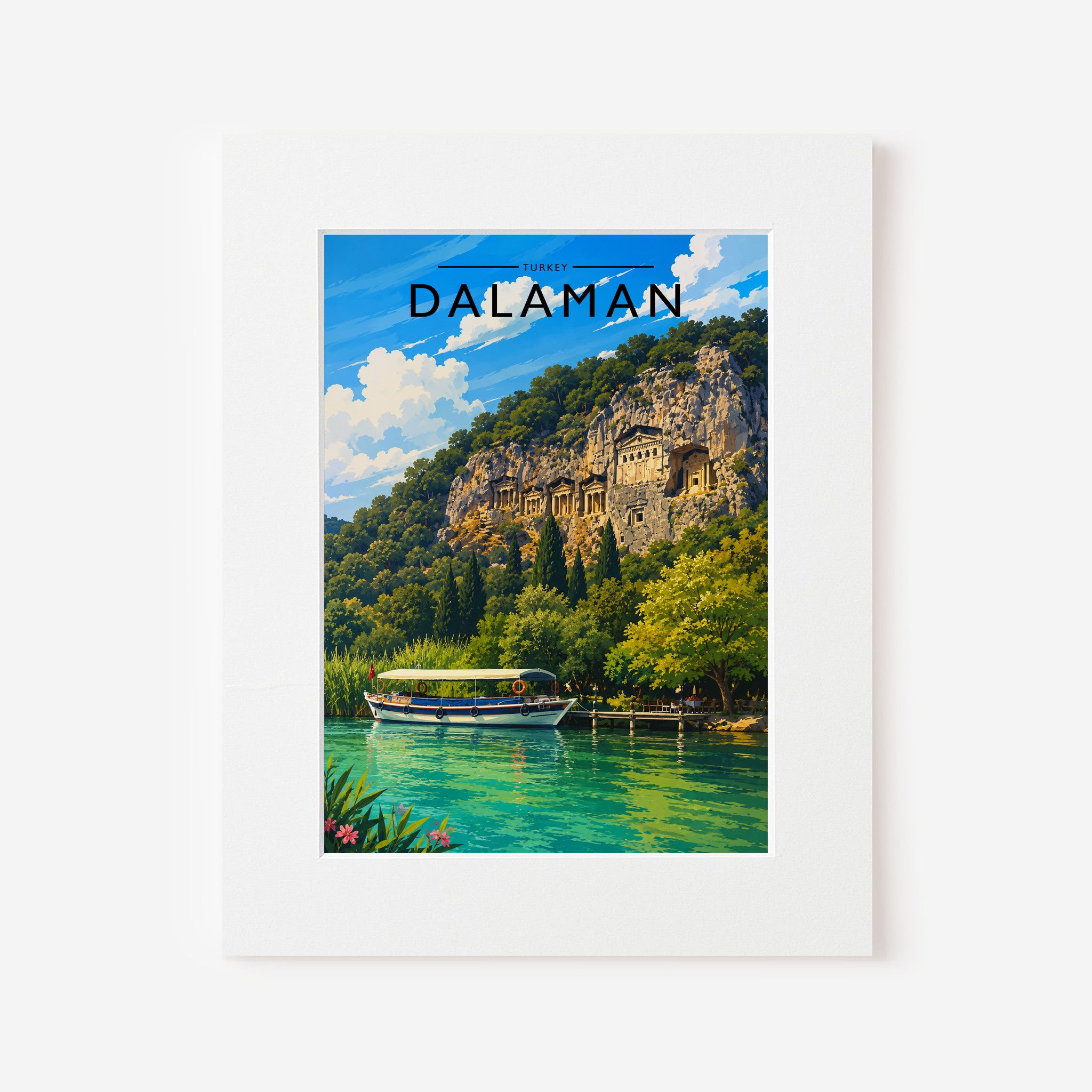 Dalaman #2 Travel Poster in a white mount