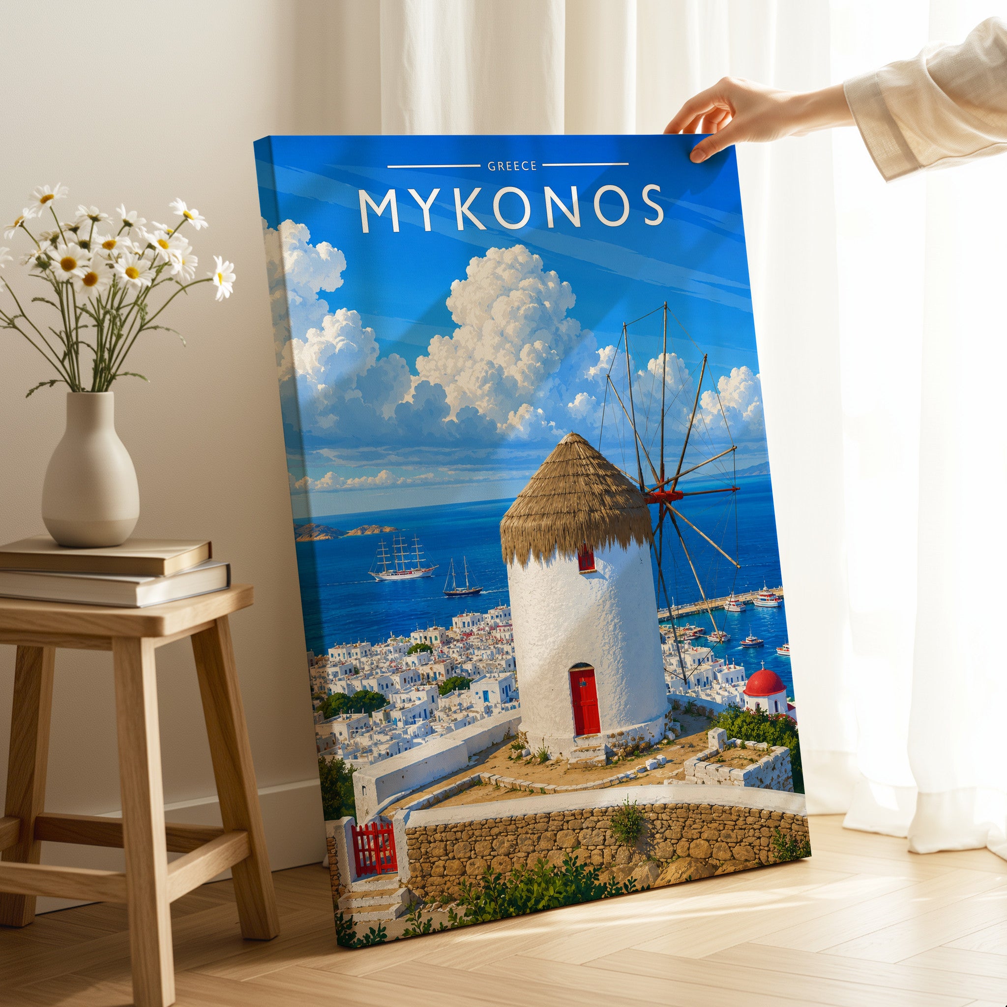 Mykonos #2 Travel Poster as a gallery-wrapped canvas