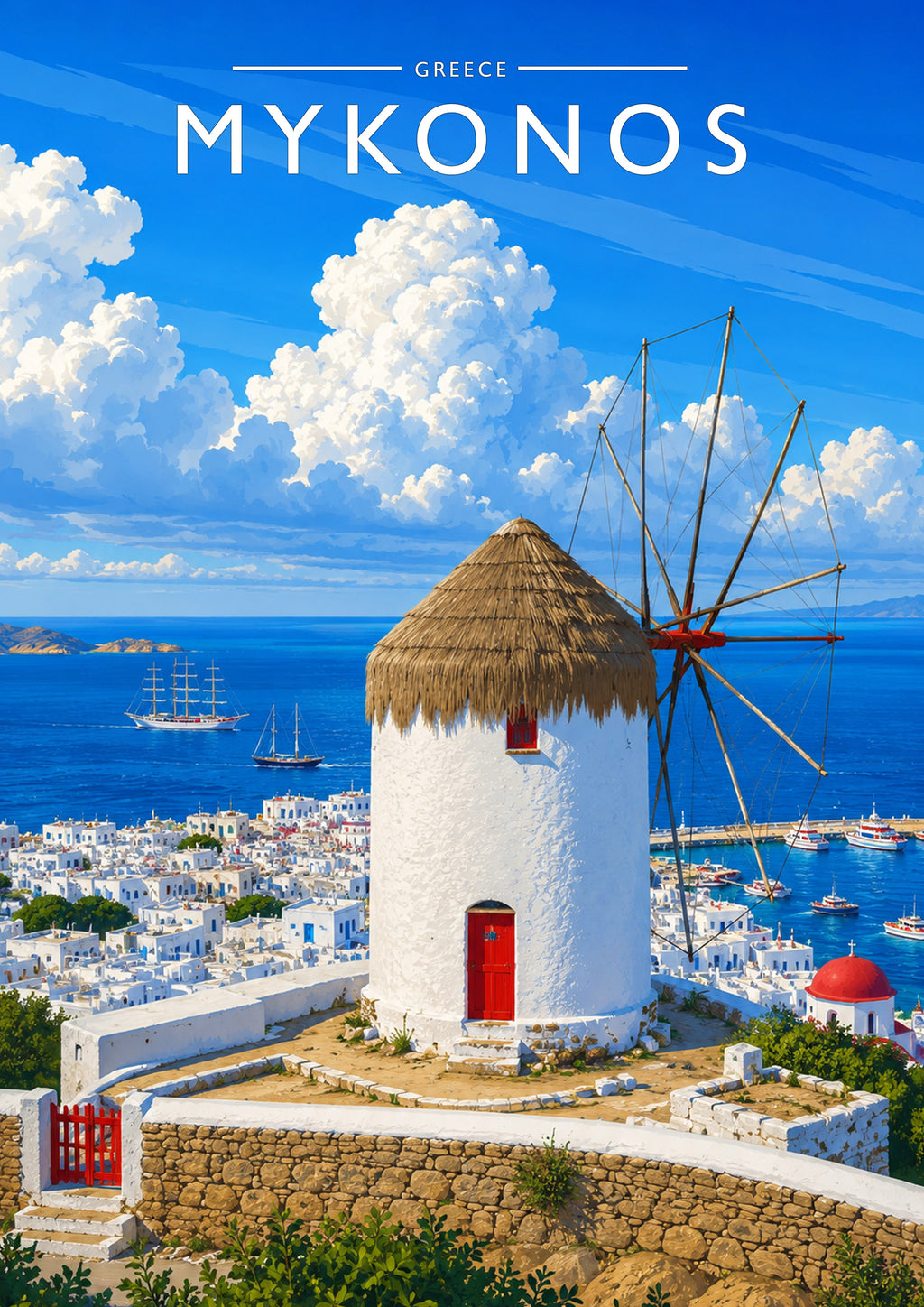 Mykonos #2 Travel Poster - A4 travel poster print