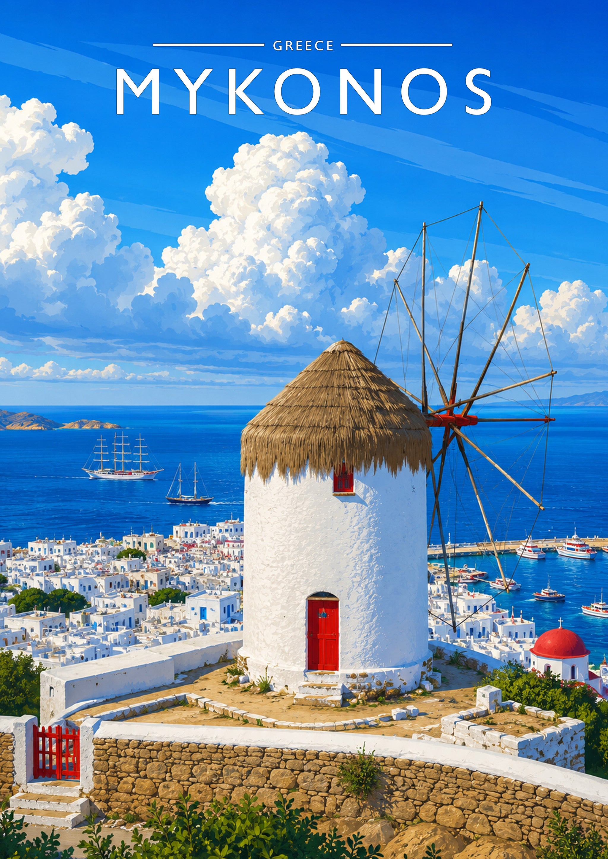 Mykonos #2 Travel Poster - A4 travel poster print