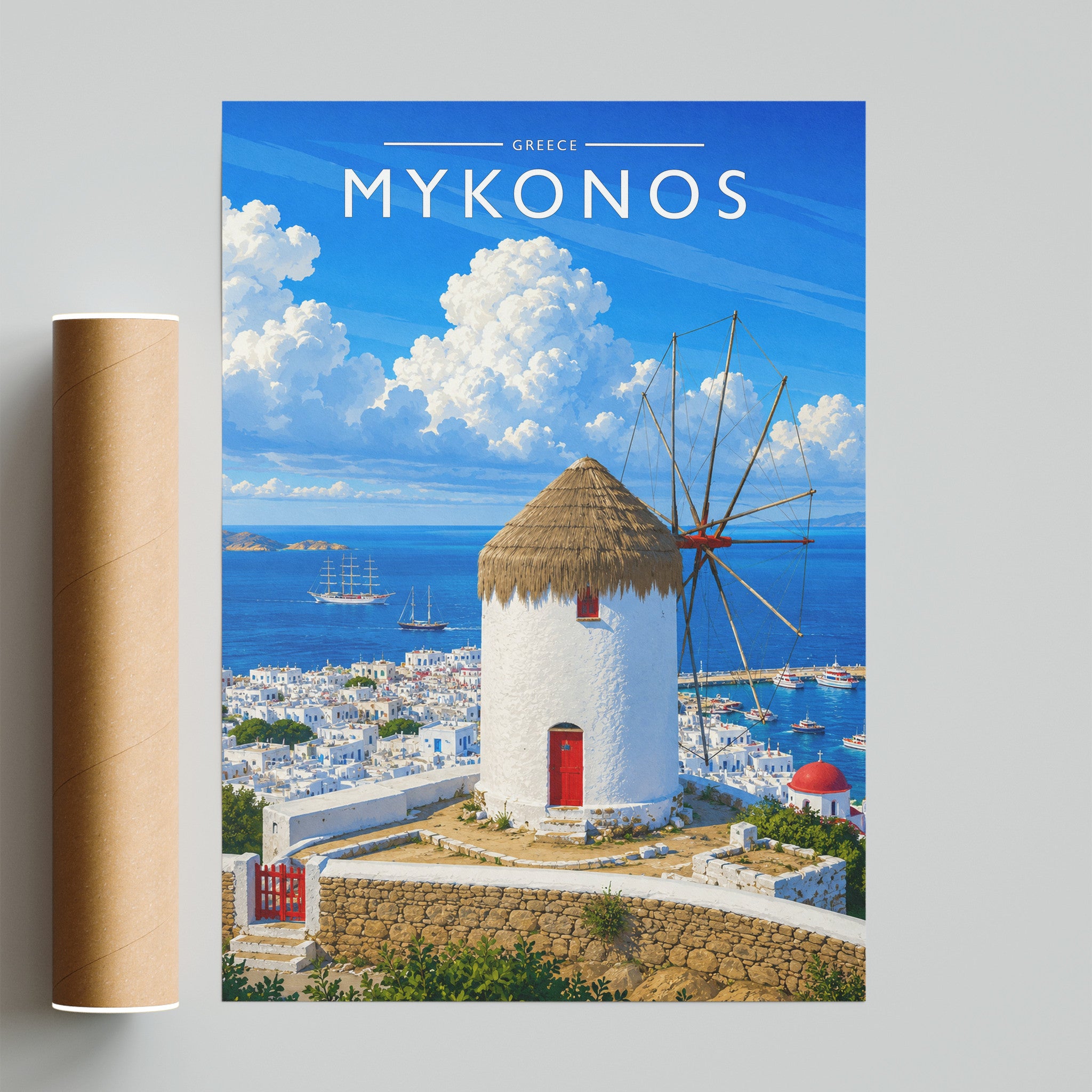 Mykonos #2 Travel Poster - fine art print with shipping tube