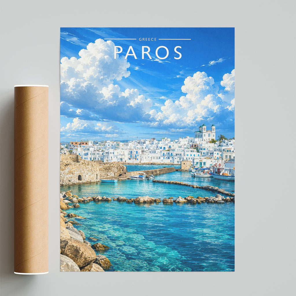 Paros #2 Travel Poster - fine art print with shipping tube