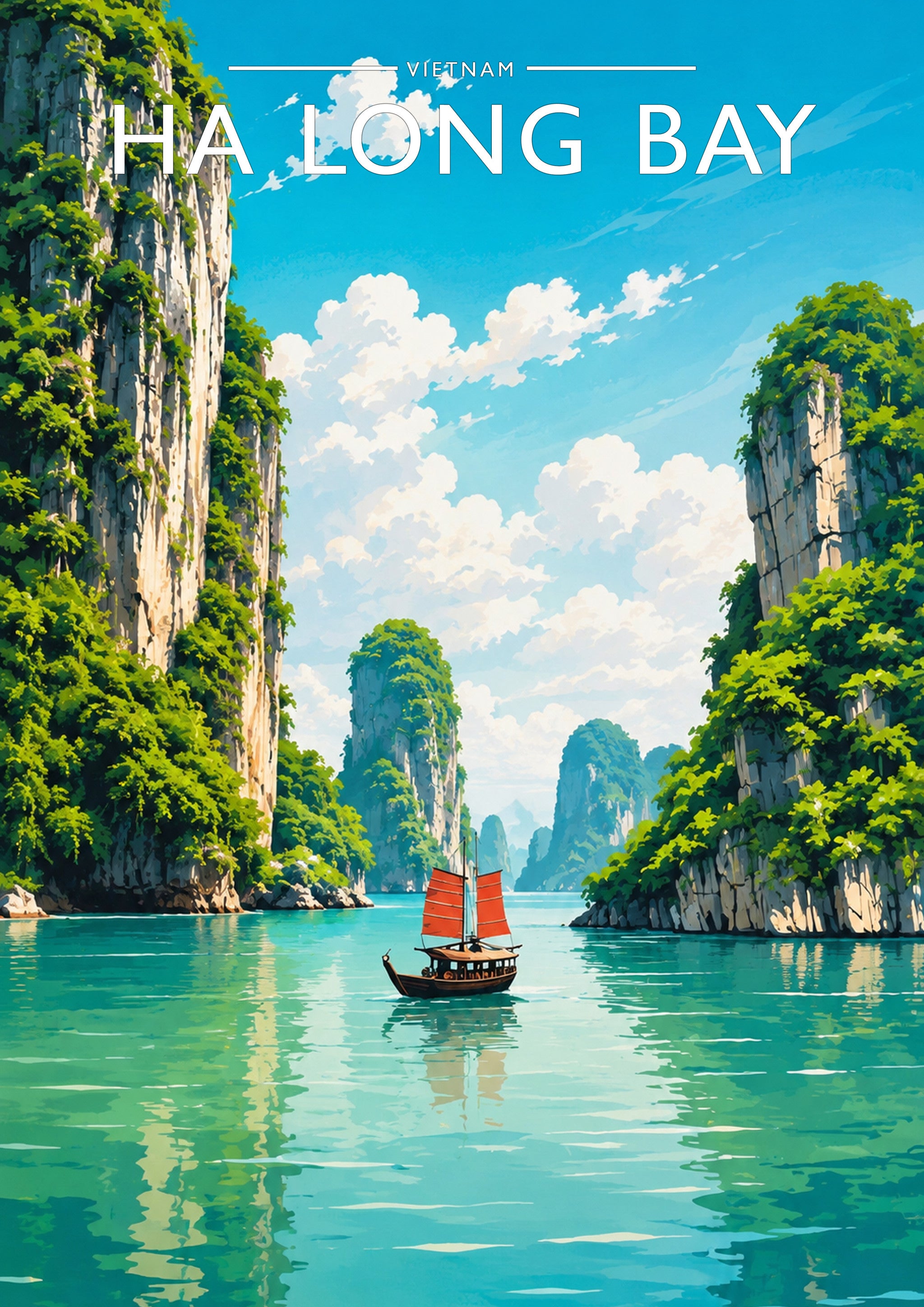 Ha Long Bay Travel Poster - A4 travel poster print