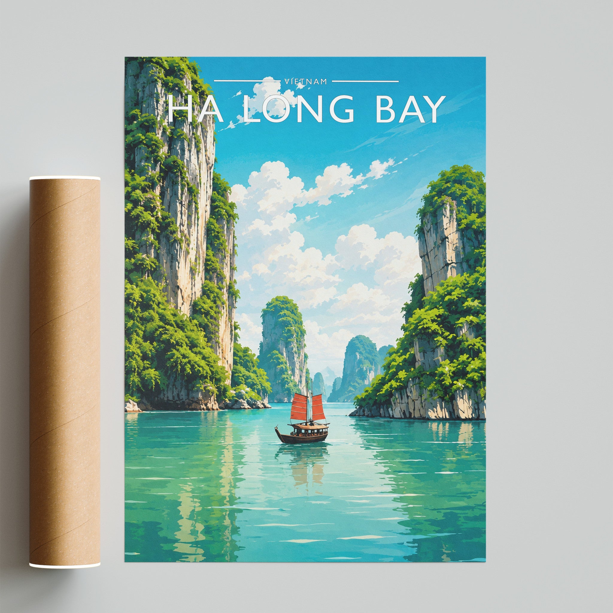 Ha Long Bay Travel Poster - fine art print with shipping tube