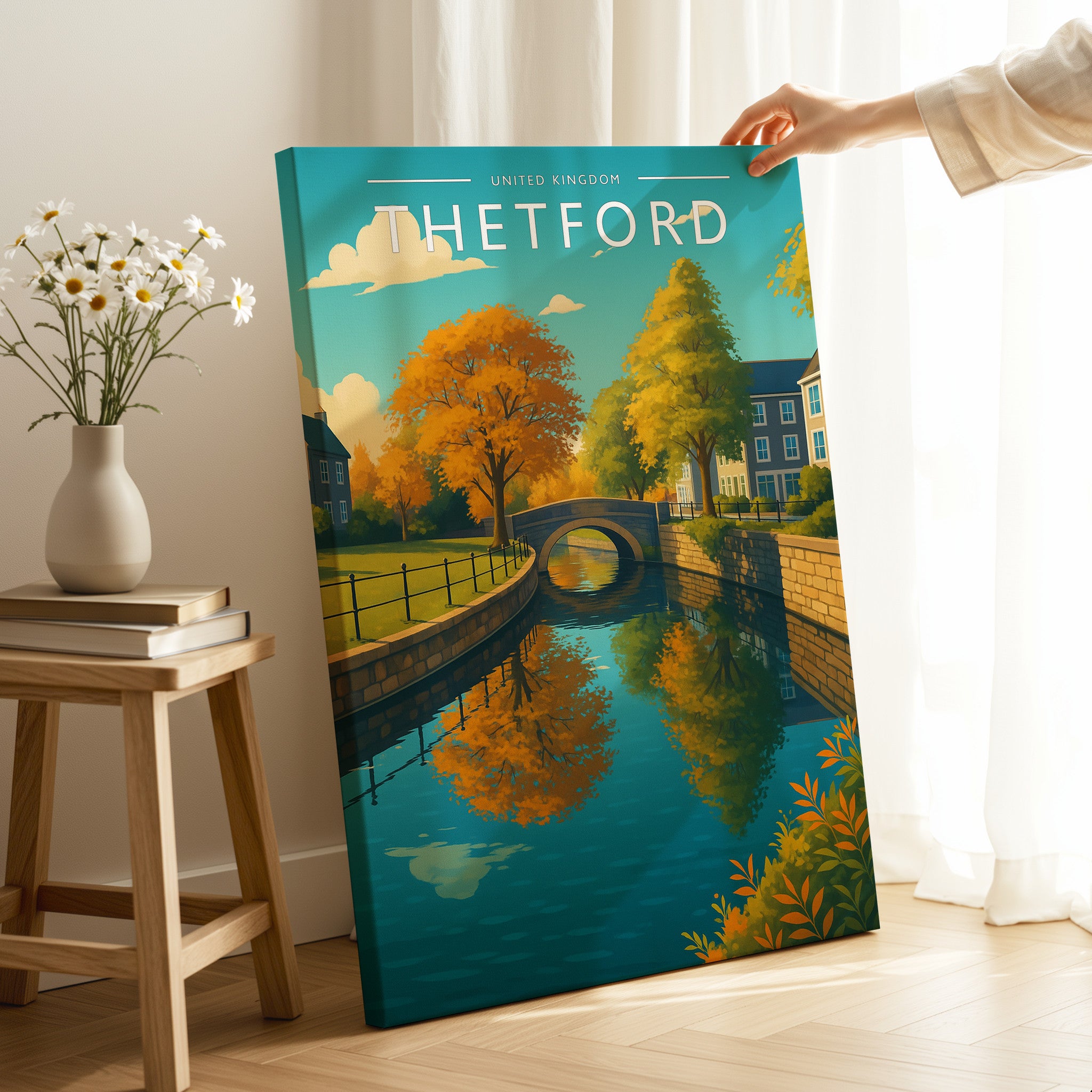 Thetford Travel Poster as a gallery-wrapped canvas