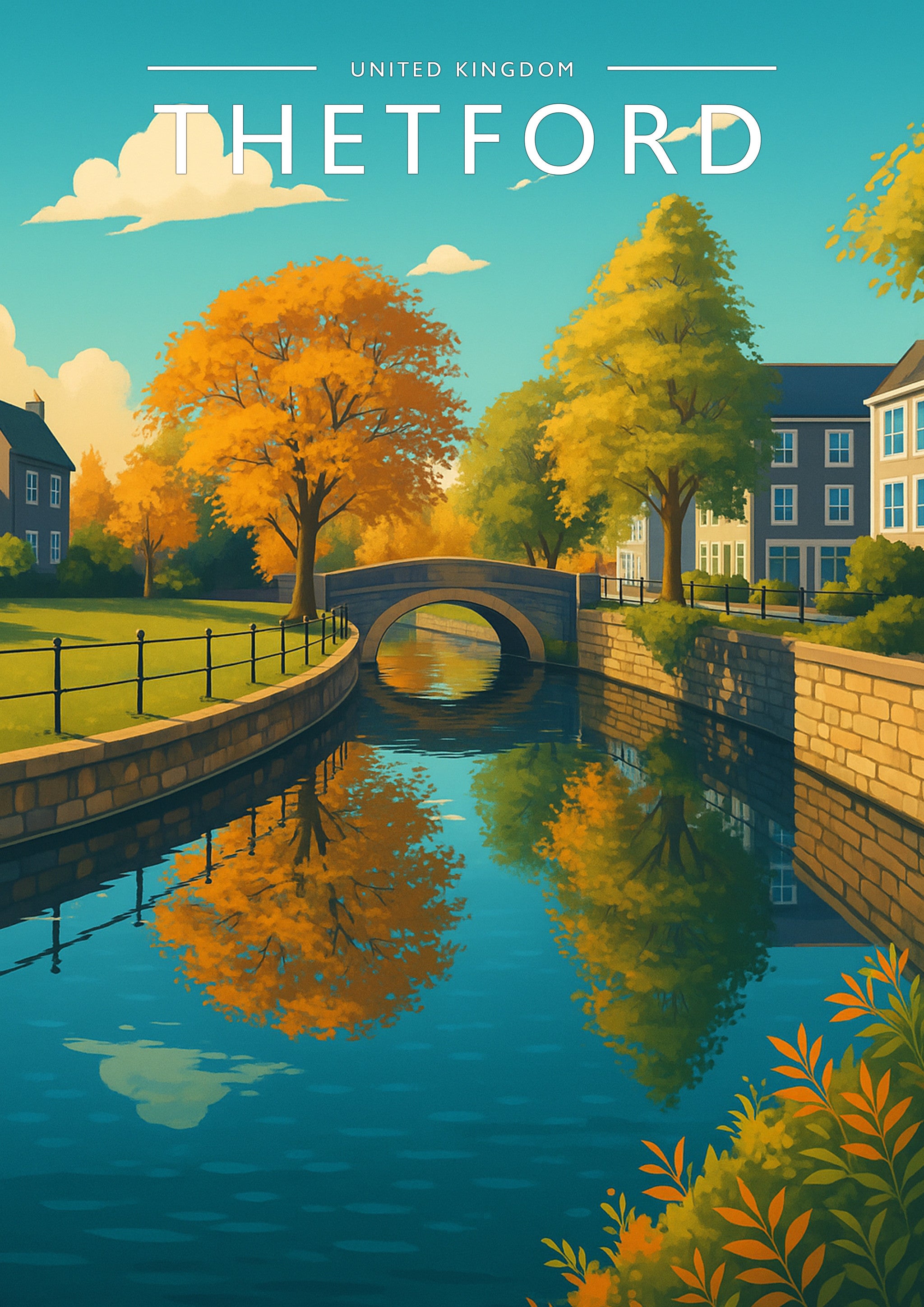 Thetford Travel Poster - A4 travel poster print