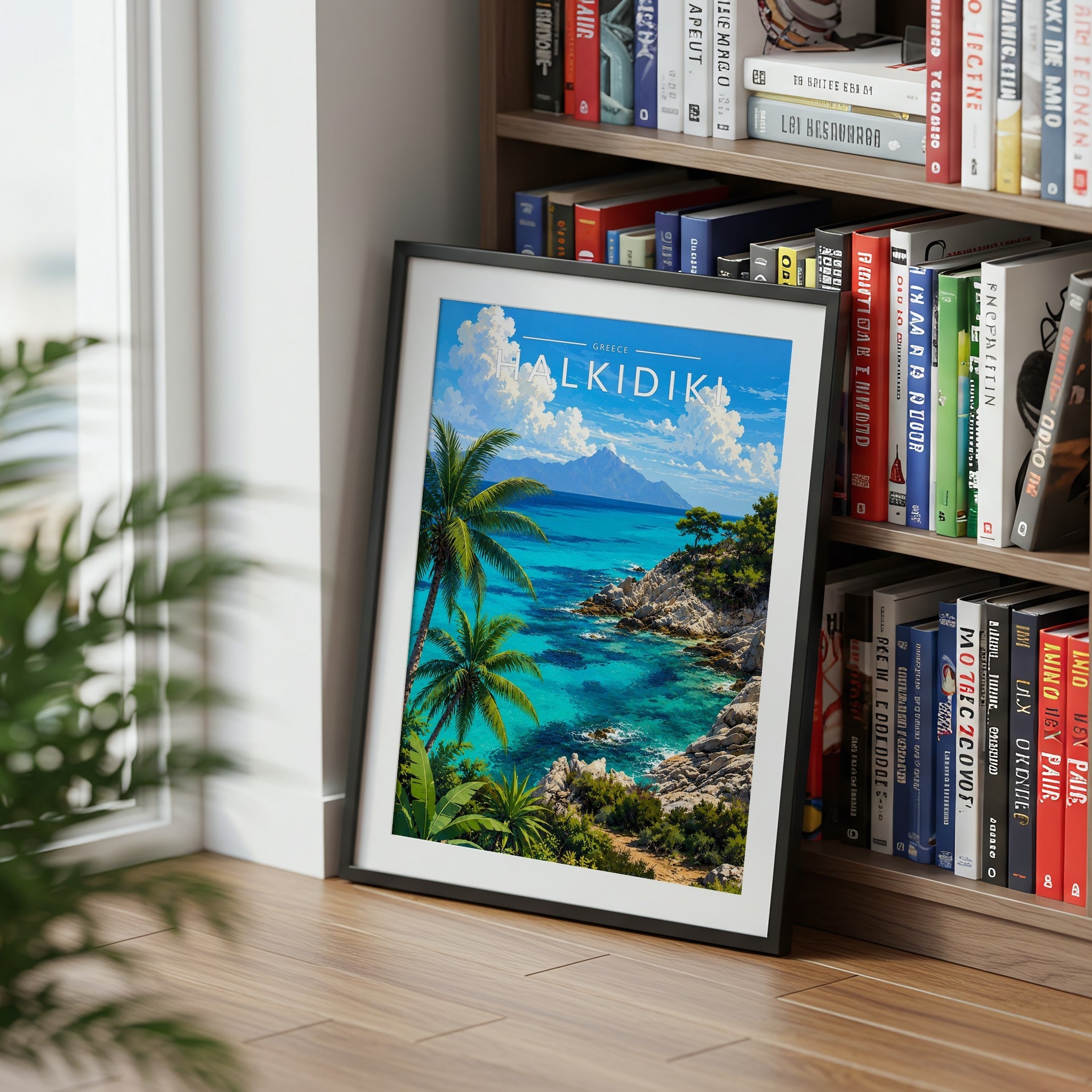 Halkidiki #2 Travel Poster mounted in a black frame