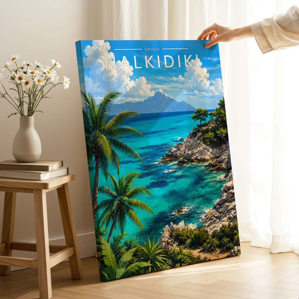 Halkidiki #2 Travel Poster as a gallery-wrapped canvas