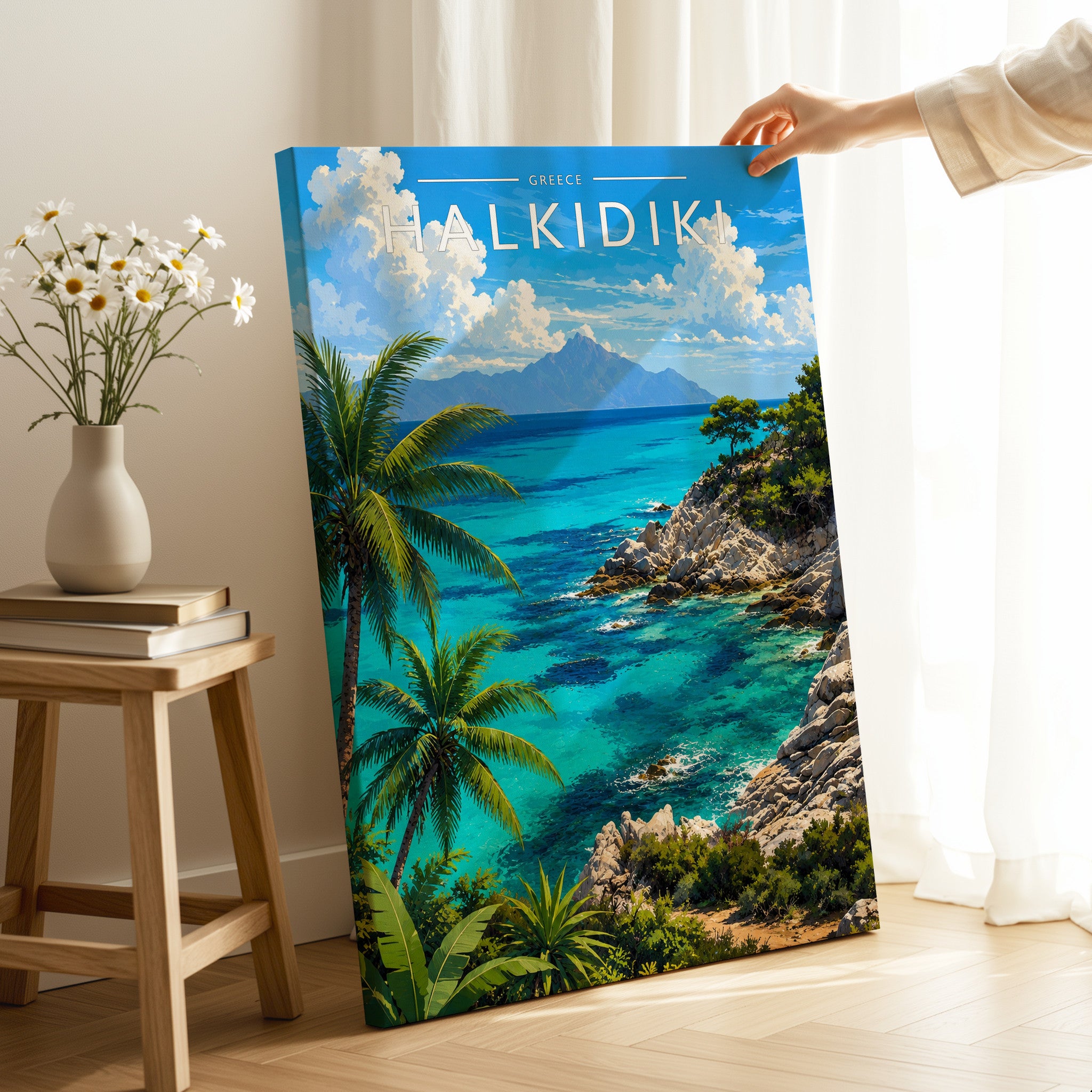 Halkidiki #2 Travel Poster as a gallery-wrapped canvas