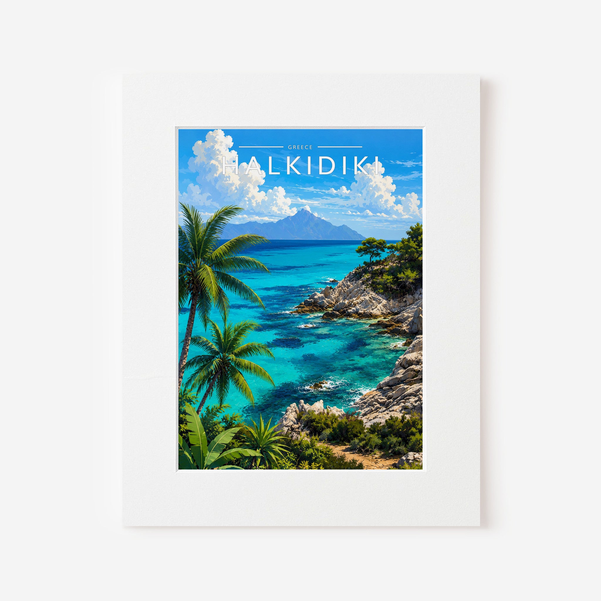 Halkidiki #2 Travel Poster in a white mount