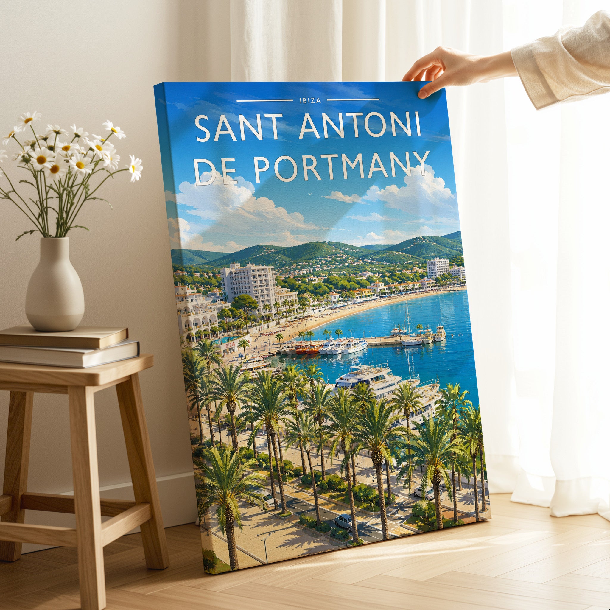 Sant Antoni de Portmany Travel Poster as a gallery-wrapped canvas