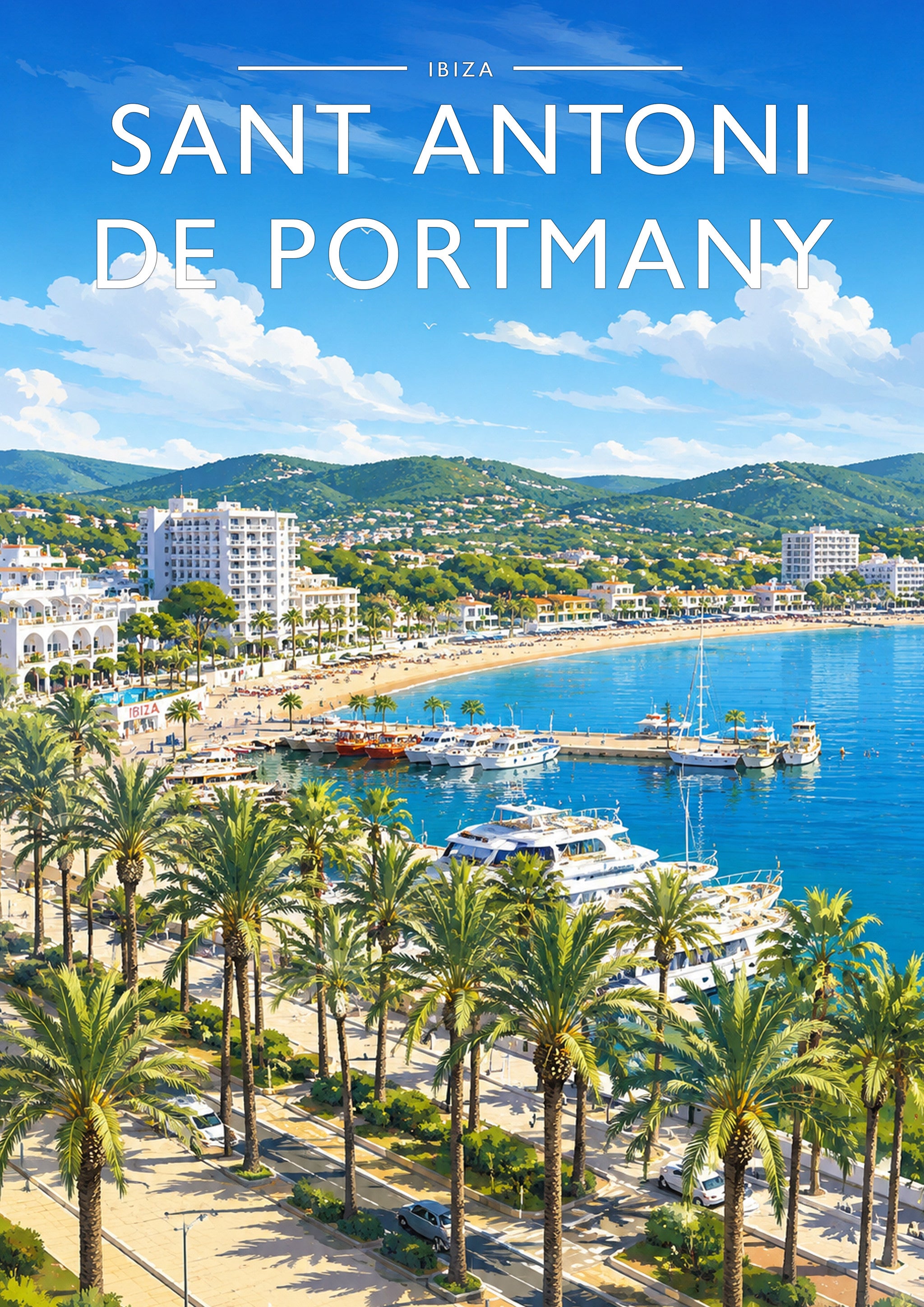 Sant Antoni de Portmany Travel Poster - A4 travel poster print